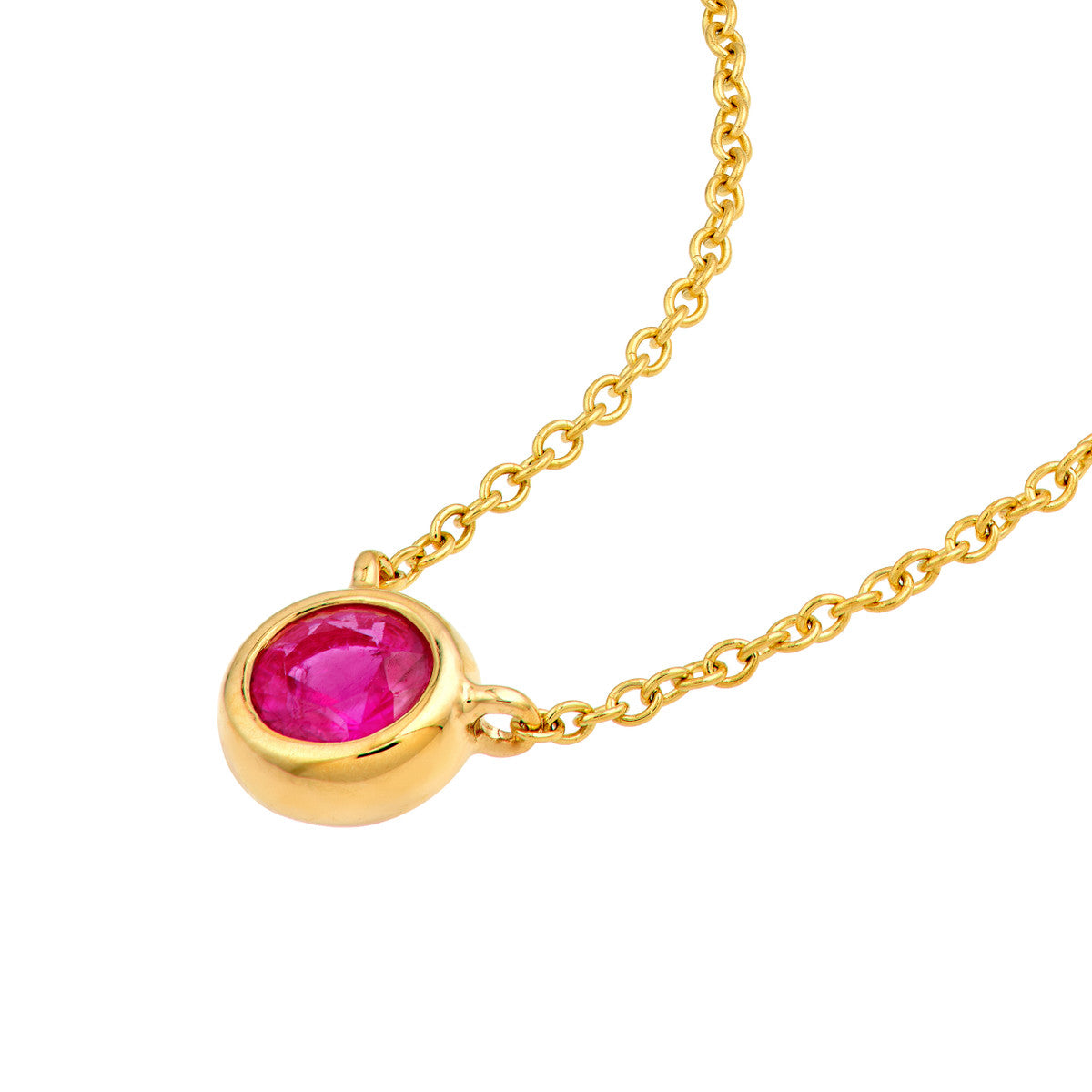 14K Yellow Gold 4.00mm Ruby Bezel Adj Necklace