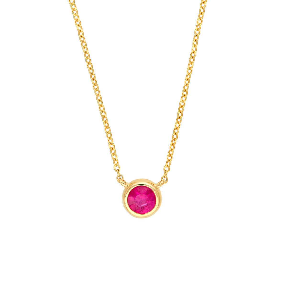 14K Yellow Gold 4.00mm Ruby Bezel Adj Necklace