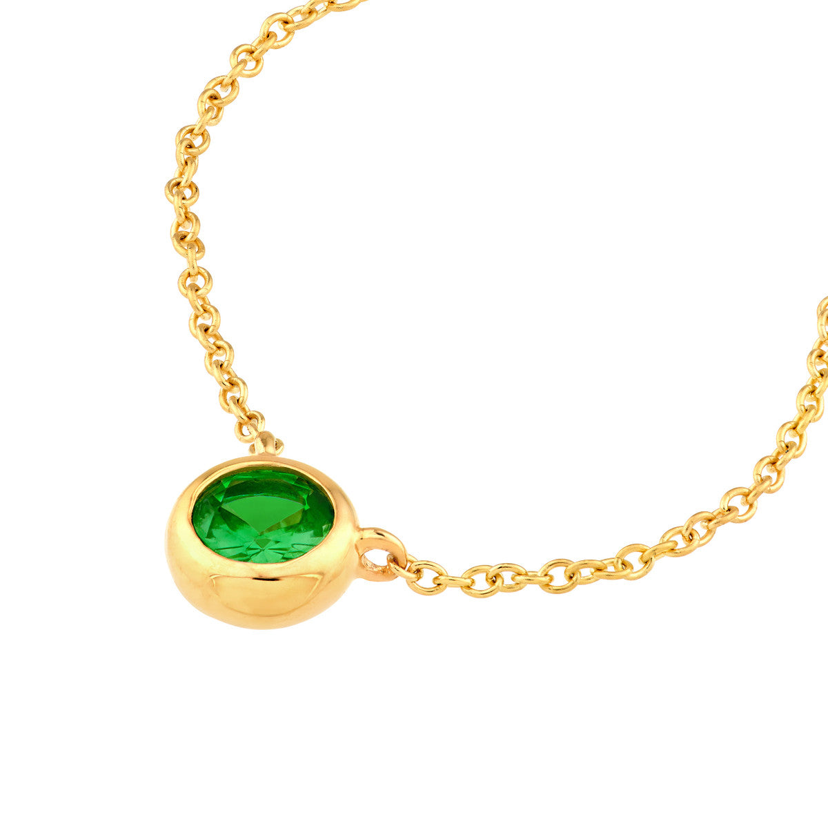 14K Yellow Gold 4.00mm Tsavorite Stone Bezel Necklace