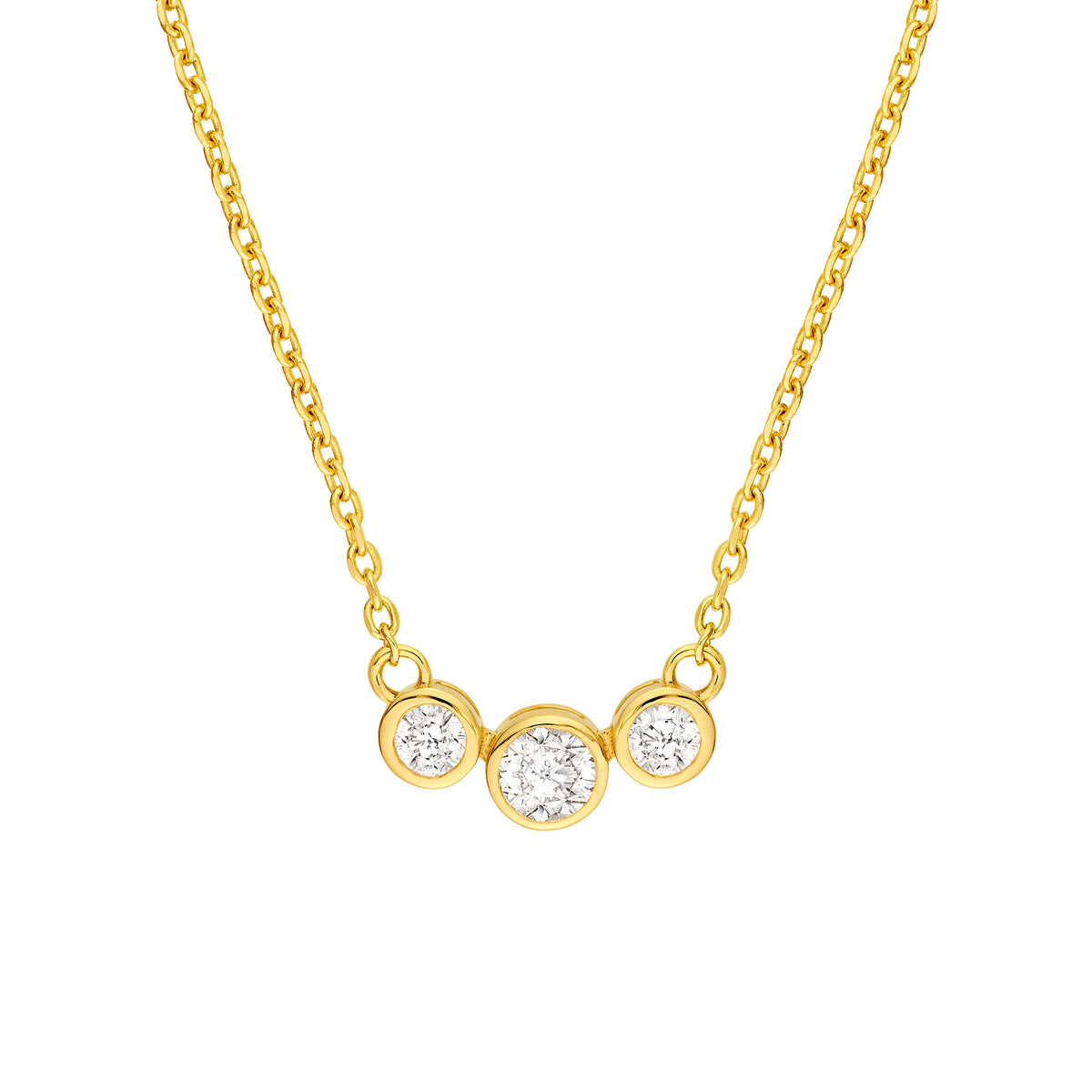 14K Gold Bezel Set 3 Stone Graduated Necklace Birmingham Jewelry Necklace Birmingham Jewelry