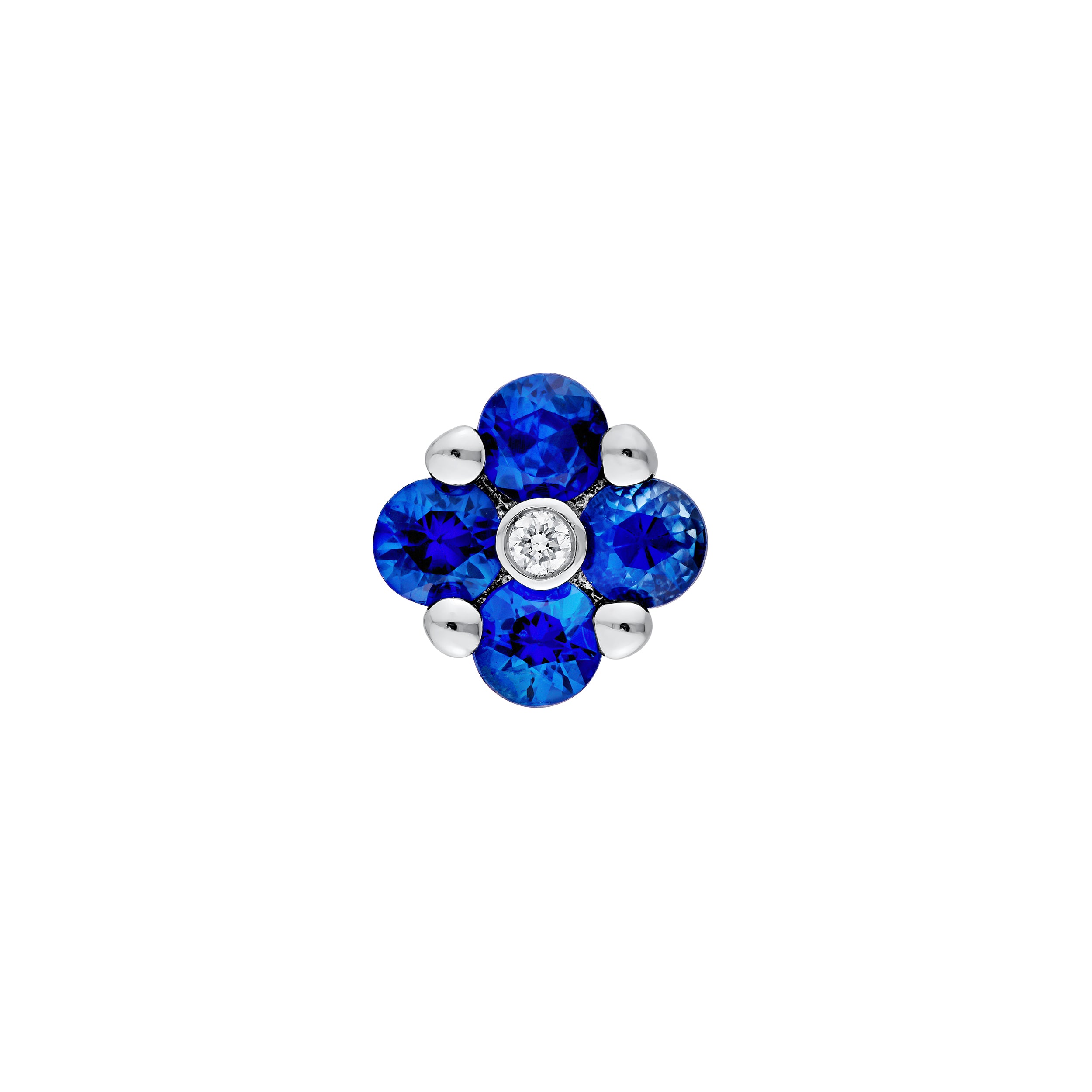 14K White Gold 2.50mm Sapphire Flower Stud Earrings Birmingham Jewelry Earrings Birmingham Jewelry