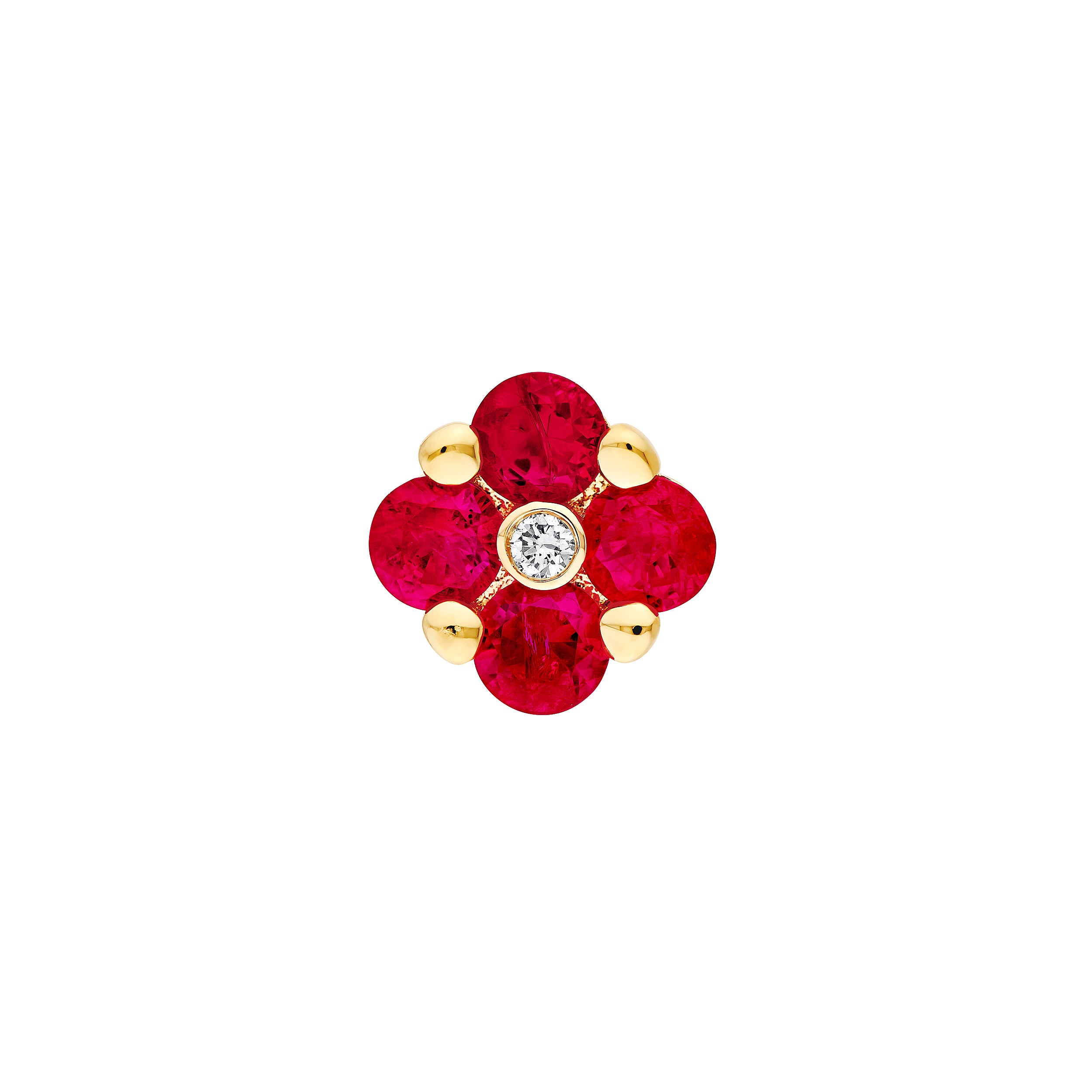 14K Yellow Gold 2.50mm Ruby Flower Stud Earrings Birmingham Jewelry Earrings Birmingham Jewelry