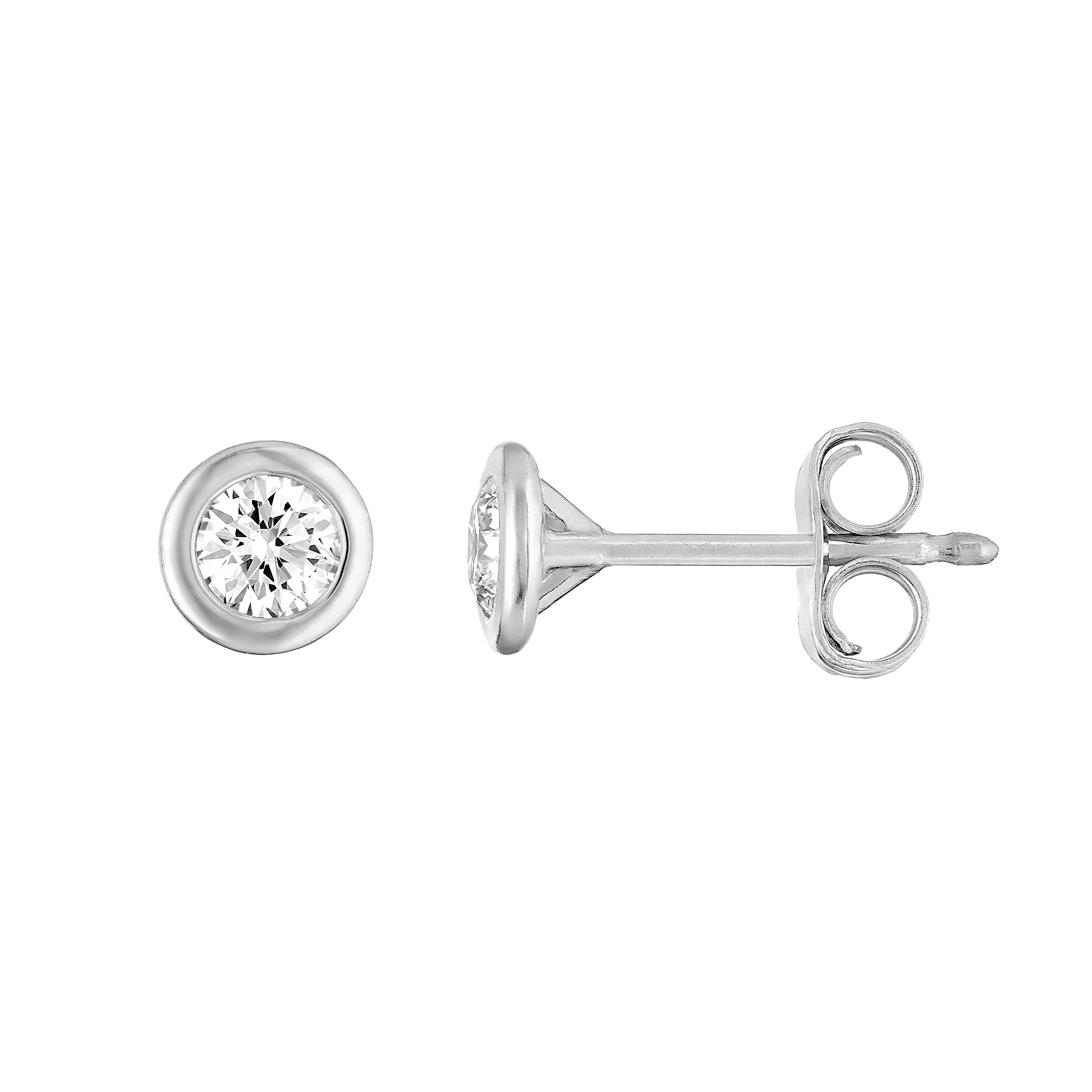 14K Gold 1/4tcw Round Diamond Martini Bezel Stud Earrings Birmingham Jewelry Earrings Birmingham Jewelry