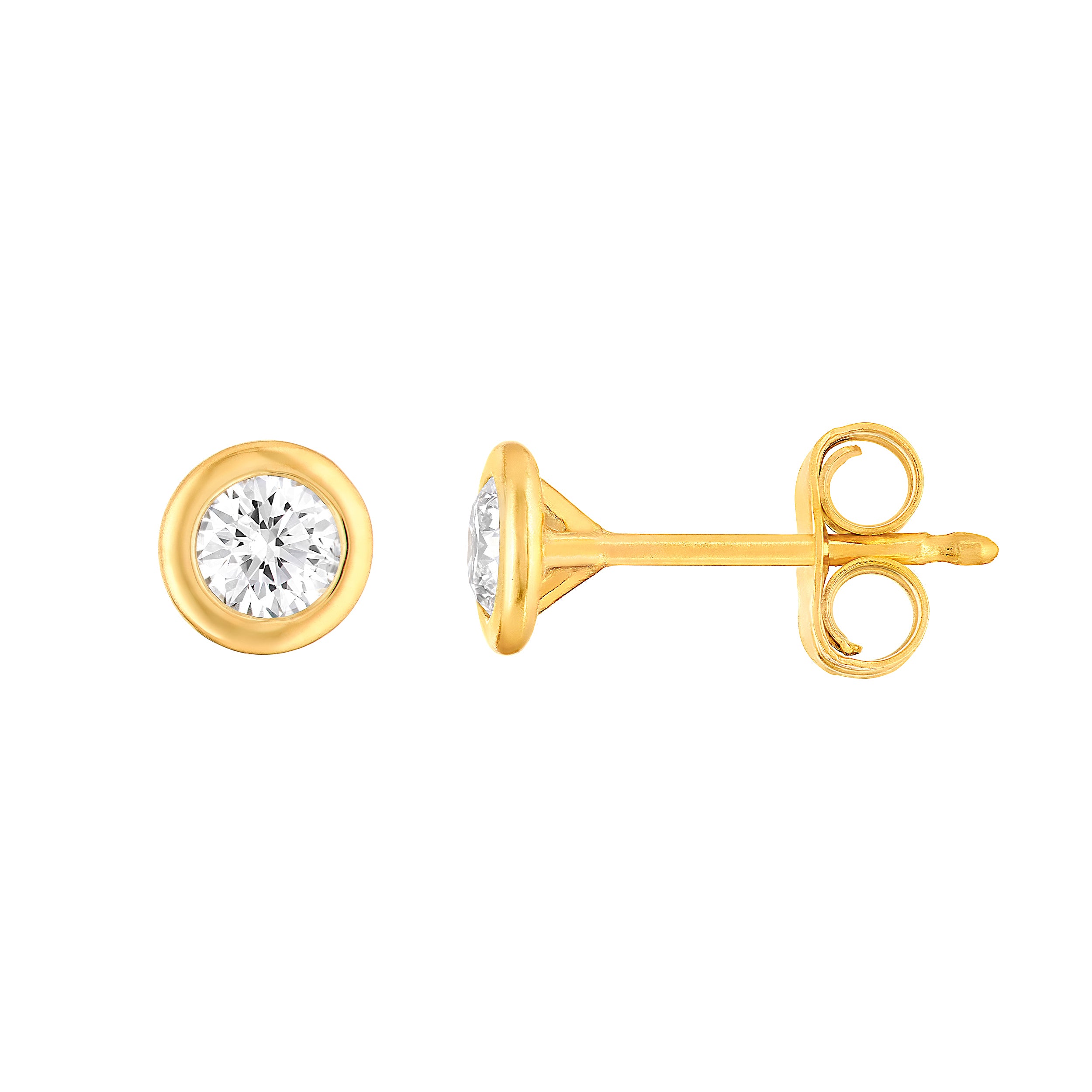 14K Gold 1/4tcw Round Diamond Martini Bezel Stud Earrings Birmingham Jewelry Earrings Birmingham Jewelry