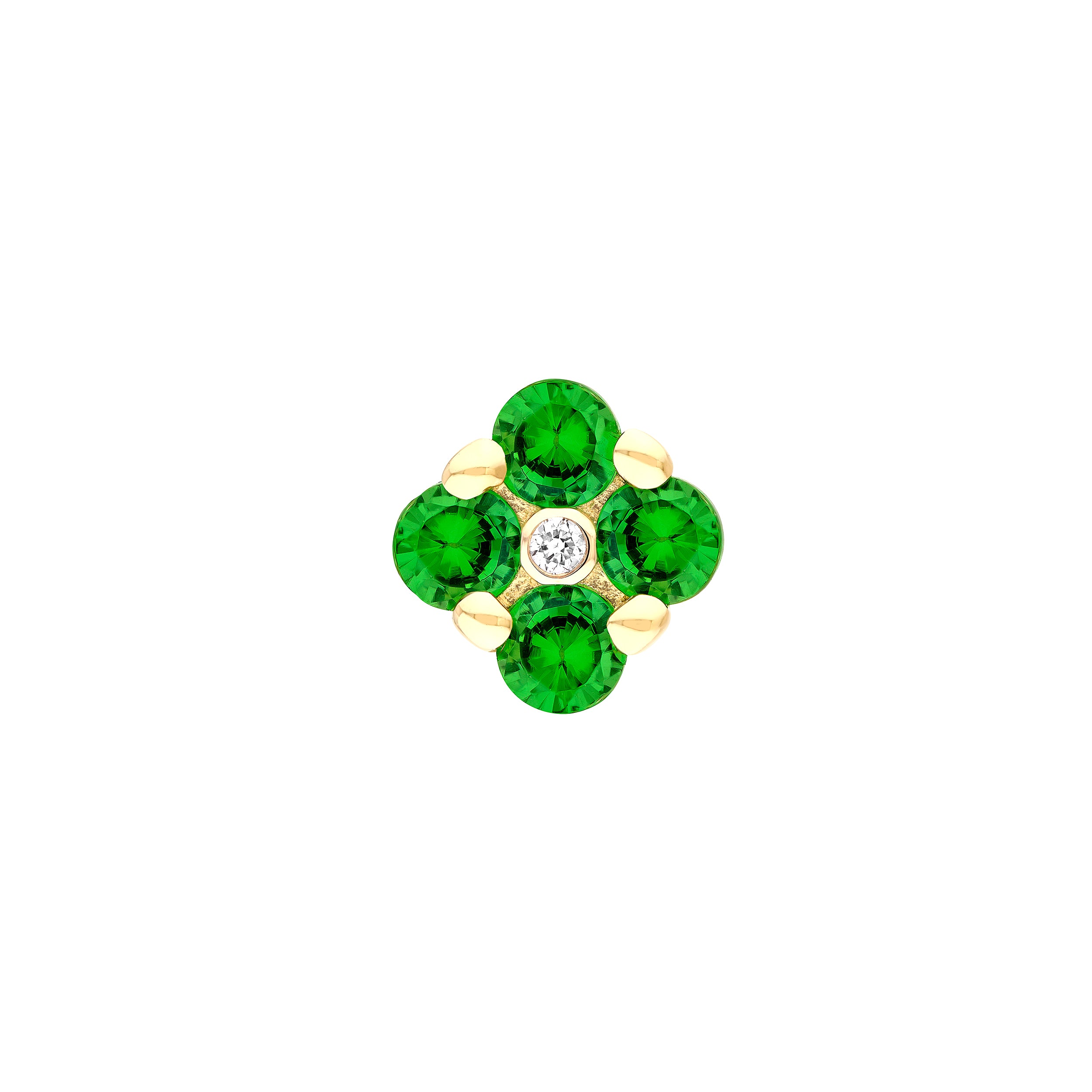 14K Yellow Gold 2.50mm Tsavorite Flower Stud Earrings Birmingham Jewelry Earrings Birmingham Jewelry