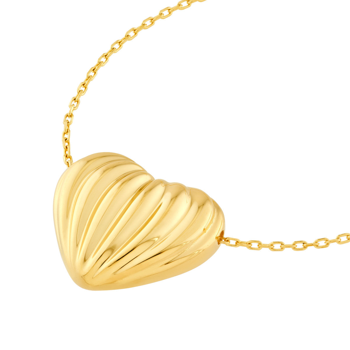 14K Yellow Gold Fluted Heart Pendant Necklace Birmingham Jewelry Necklace Birmingham Jewelry