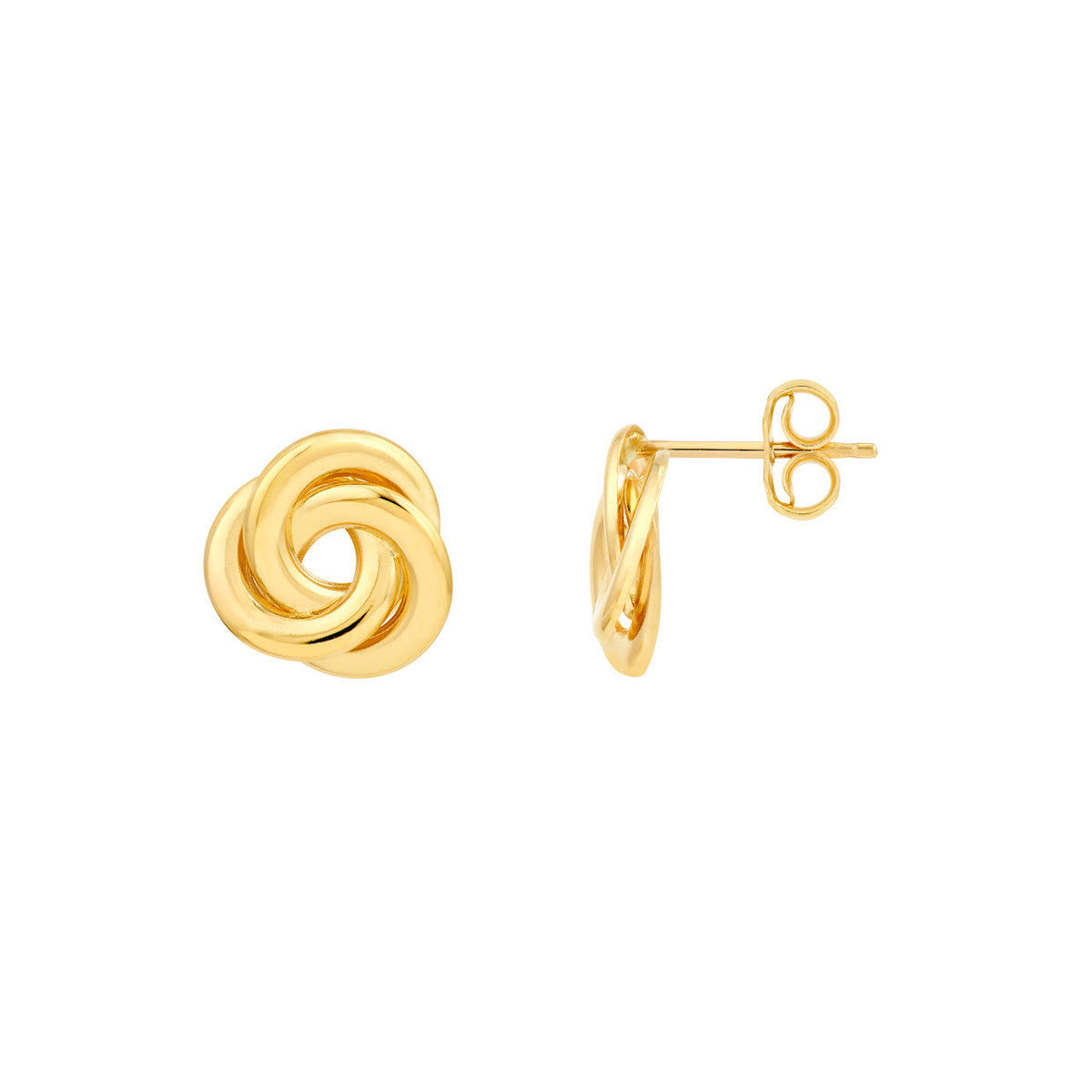 14K Yellow Gold Open Back Love Knot Stud Earrings