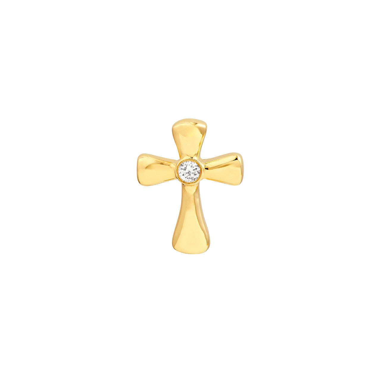 14K Yellow Gold 4pt Diamond Cross Stud Earrings
