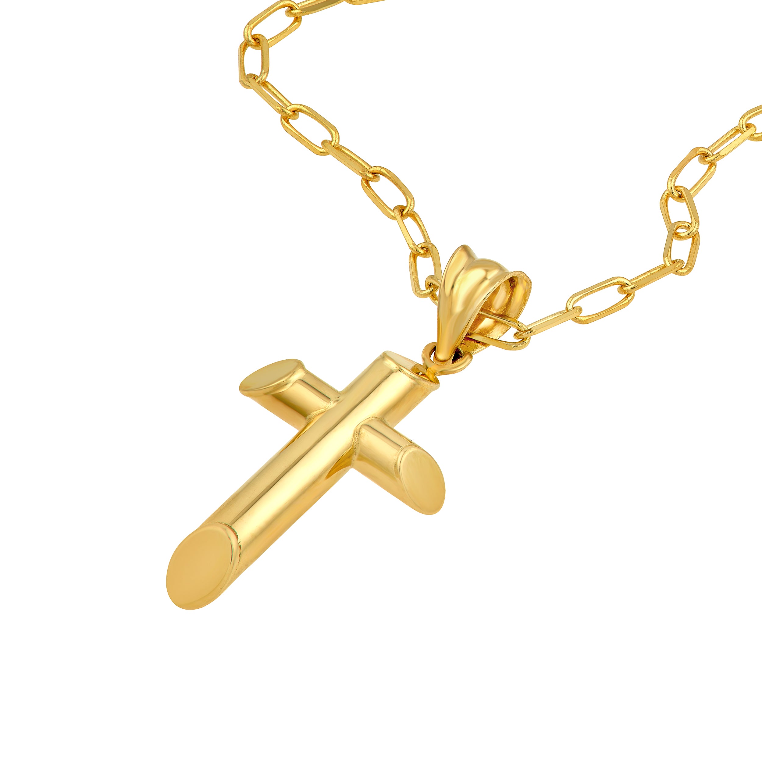 14K Yellow Gold Angle End Cross Pendant Birmingham Jewelry Pendant Birmingham Jewelry