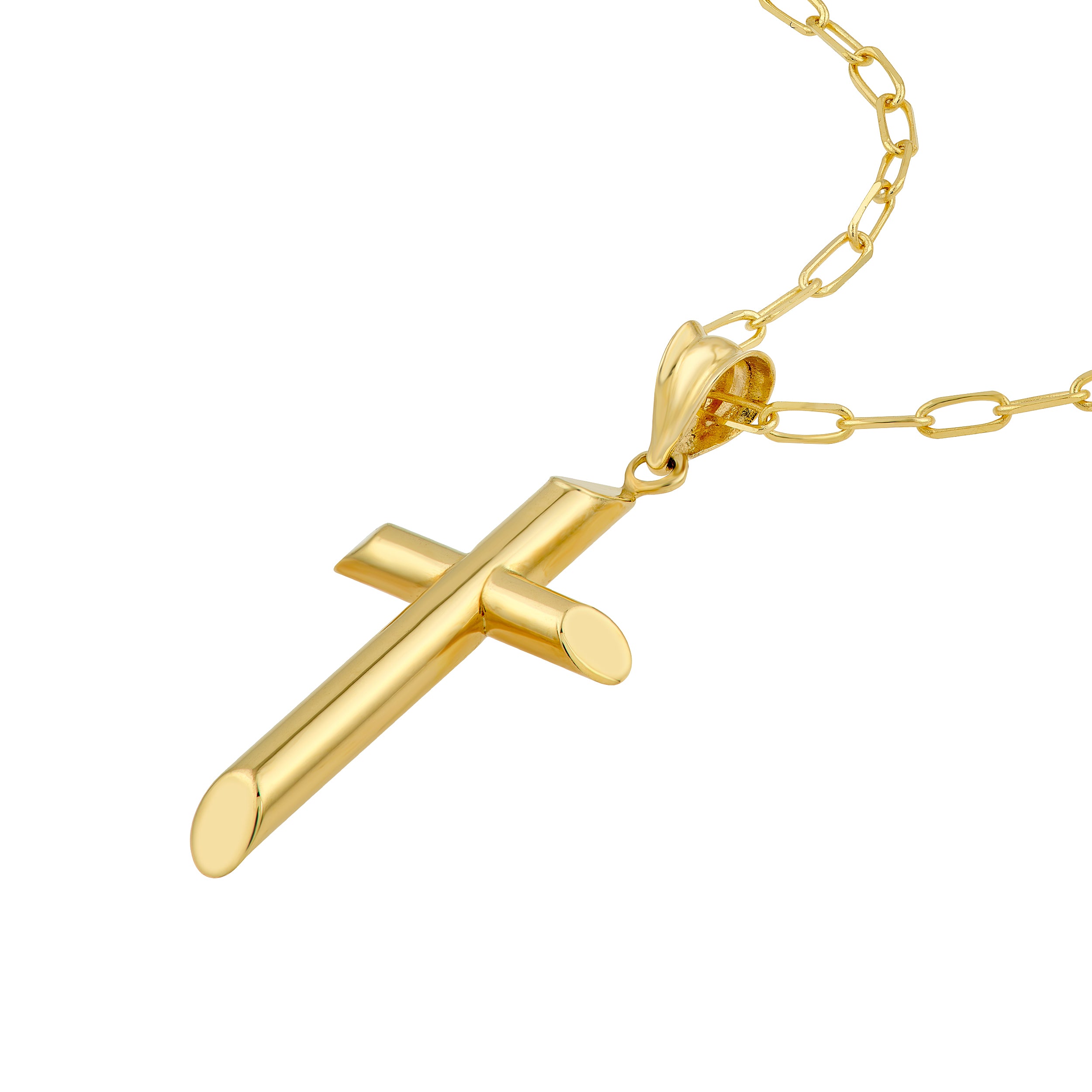 14K Yellow Gold Polished Angle End Cross Pendant Birmingham Jewelry Pendant Birmingham Jewelry