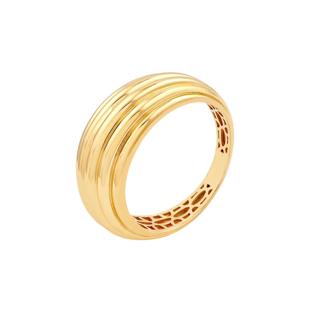 14K Yellow Gold Wide Stacked Ring