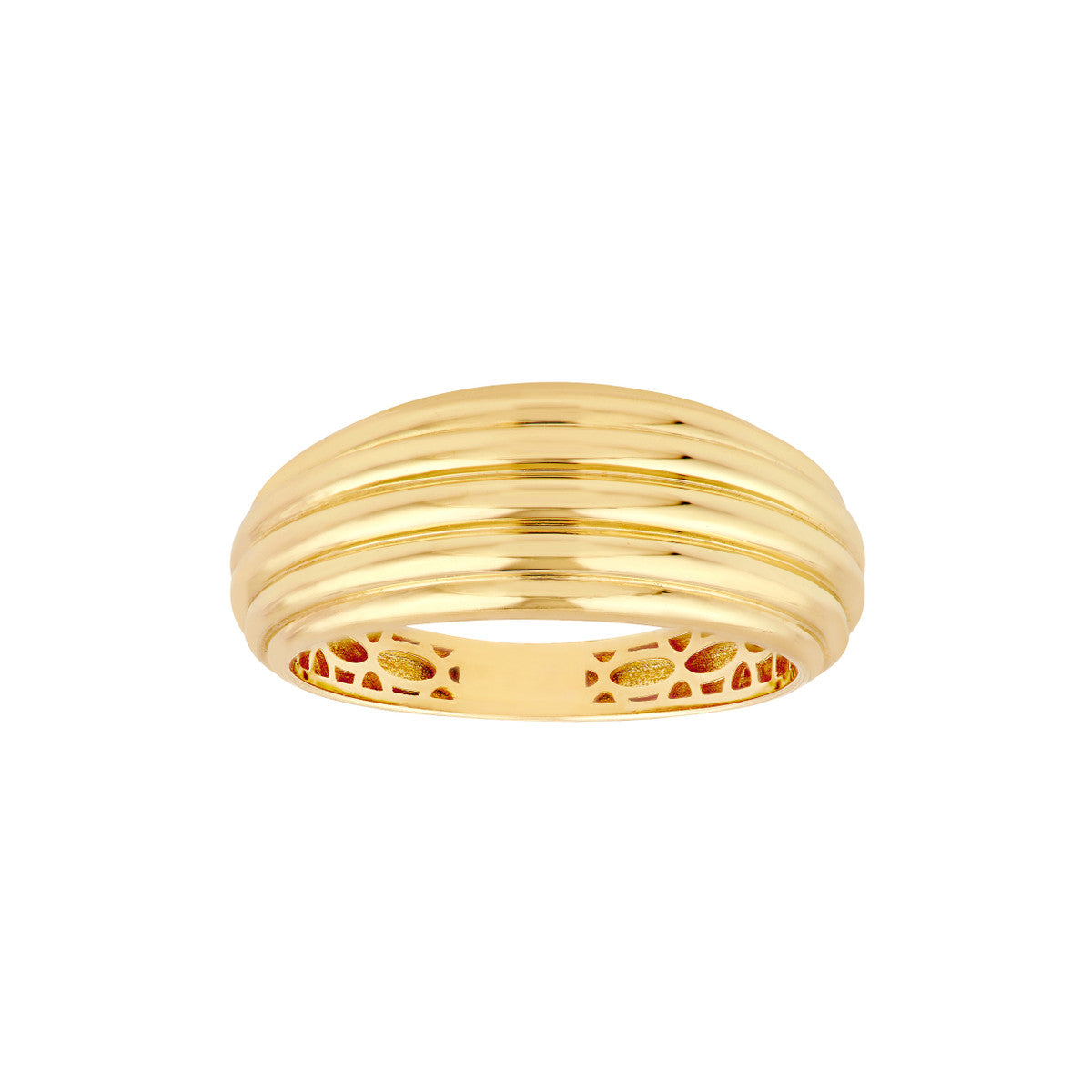 14K Yellow Gold Wide Stacked Ring