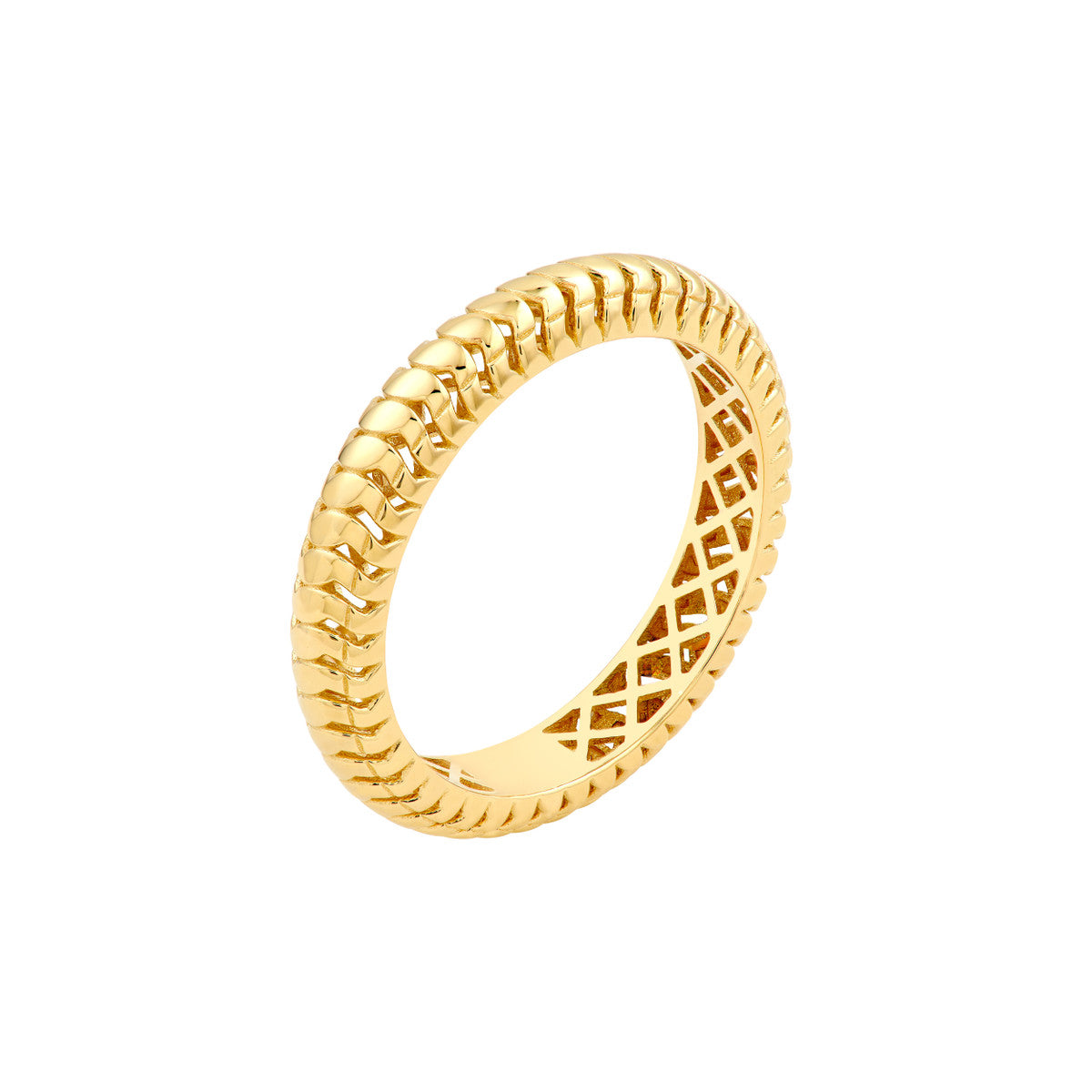 14K Yellow Gold Snake Textured Band Ring