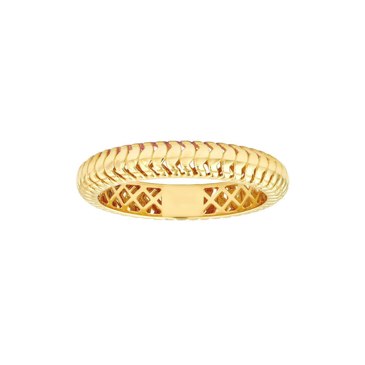 14K Yellow Gold Snake Textured Band Ring