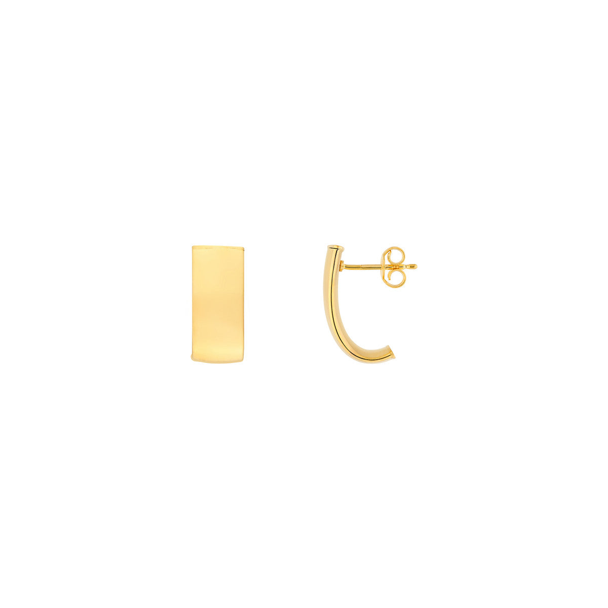 14K Yellow Gold 8.00mm Small Flat Oval Tube J Hoop Earrings Birmingham Jewelry Earrings Birmingham Jewelry