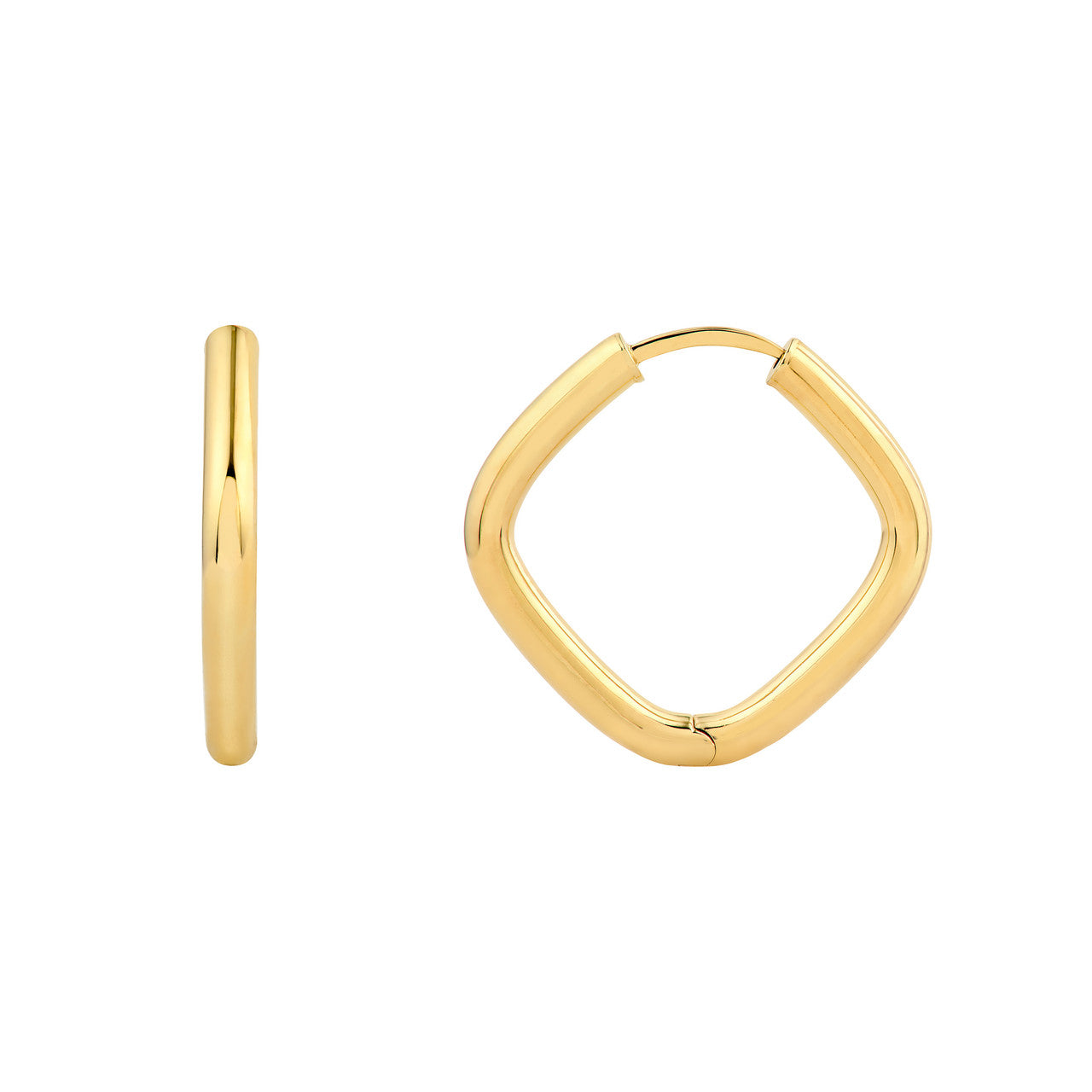 14K Yellow Gold 3.00mm x 15.00mm Square Hoop Earrings