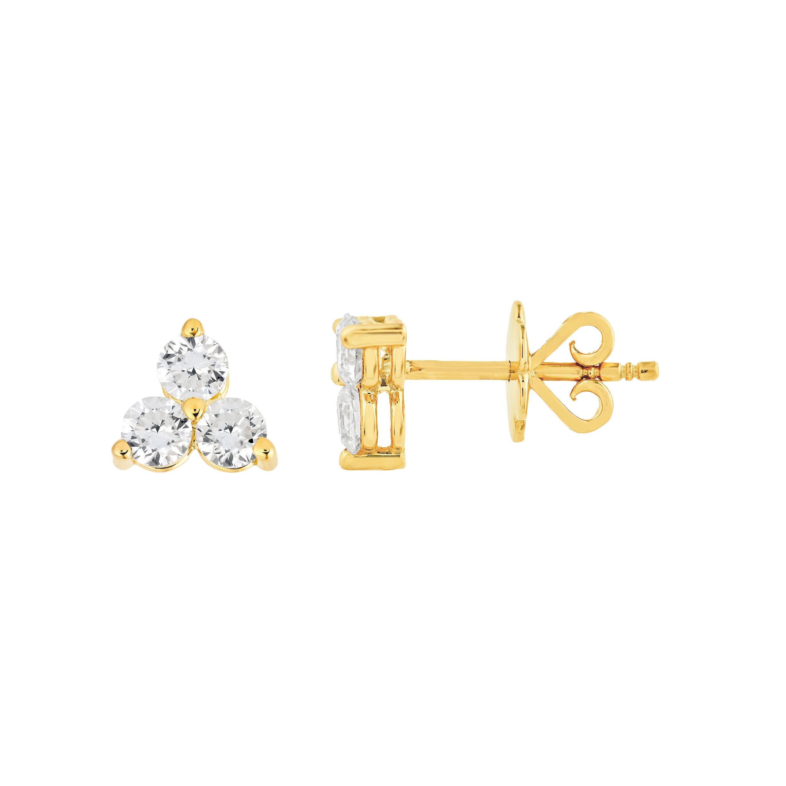 14K Gold 1.00tcw 3.50mm Diamond Trio Stud Earrings Birmingham Jewelry Earrings Birmingham Jewelry