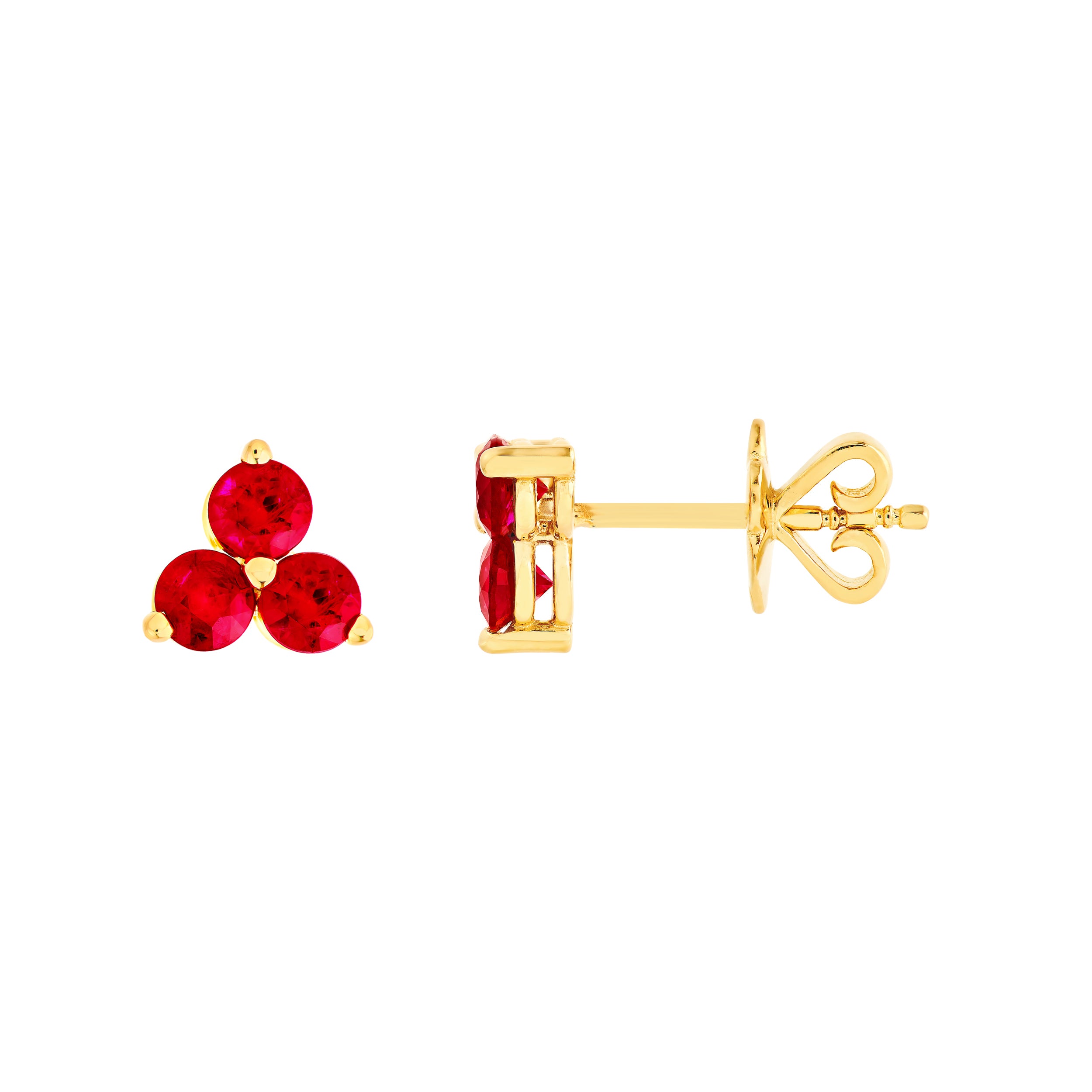 14K Yellow Gold 3.50mm Ruby Trio Stud Earrings Birmingham Jewelry Earrings Birmingham Jewelry