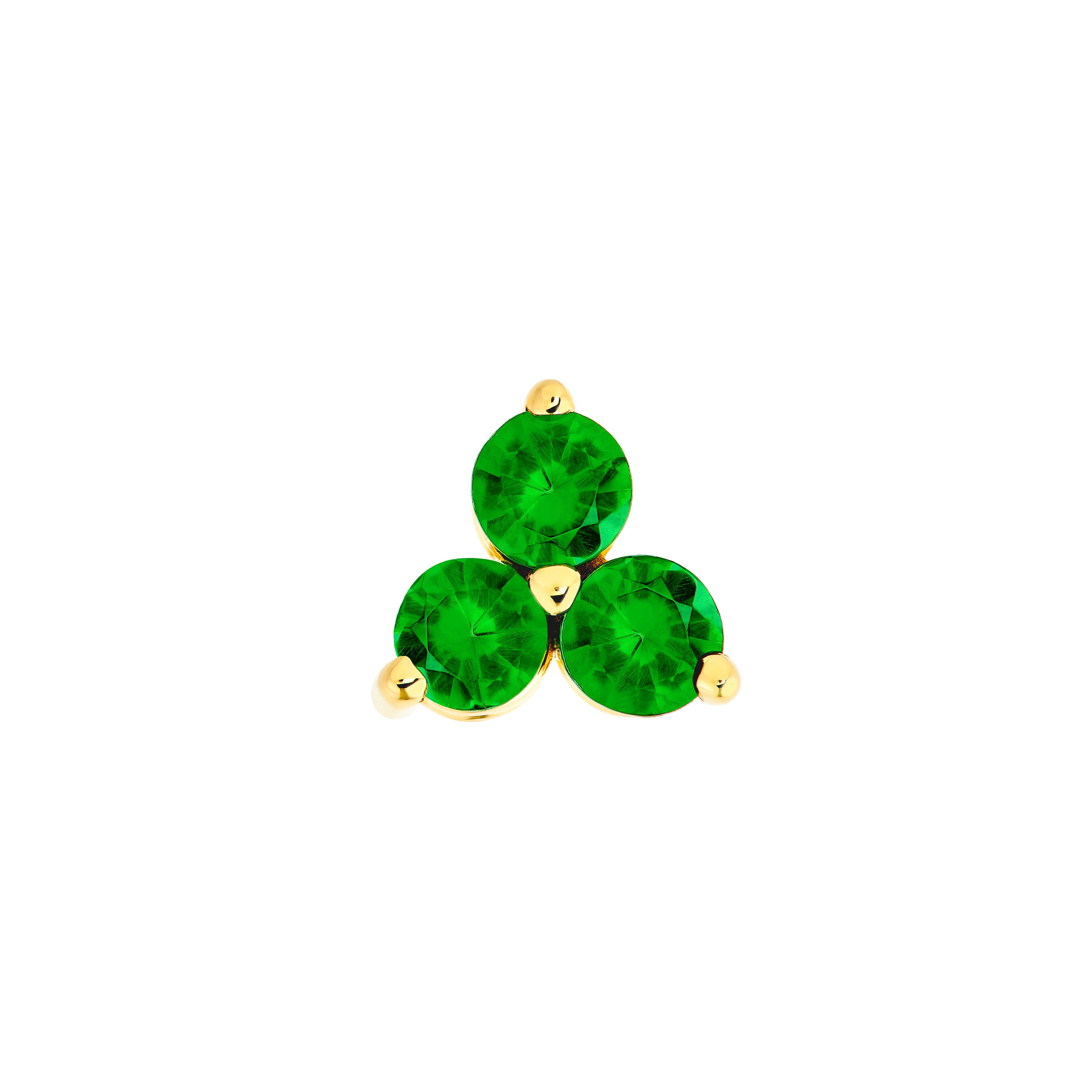 14K Yellow Gold 3.50mm Green Tsavorite Trio Stud Earrings Birmingham Jewelry Earrings Birmingham Jewelry