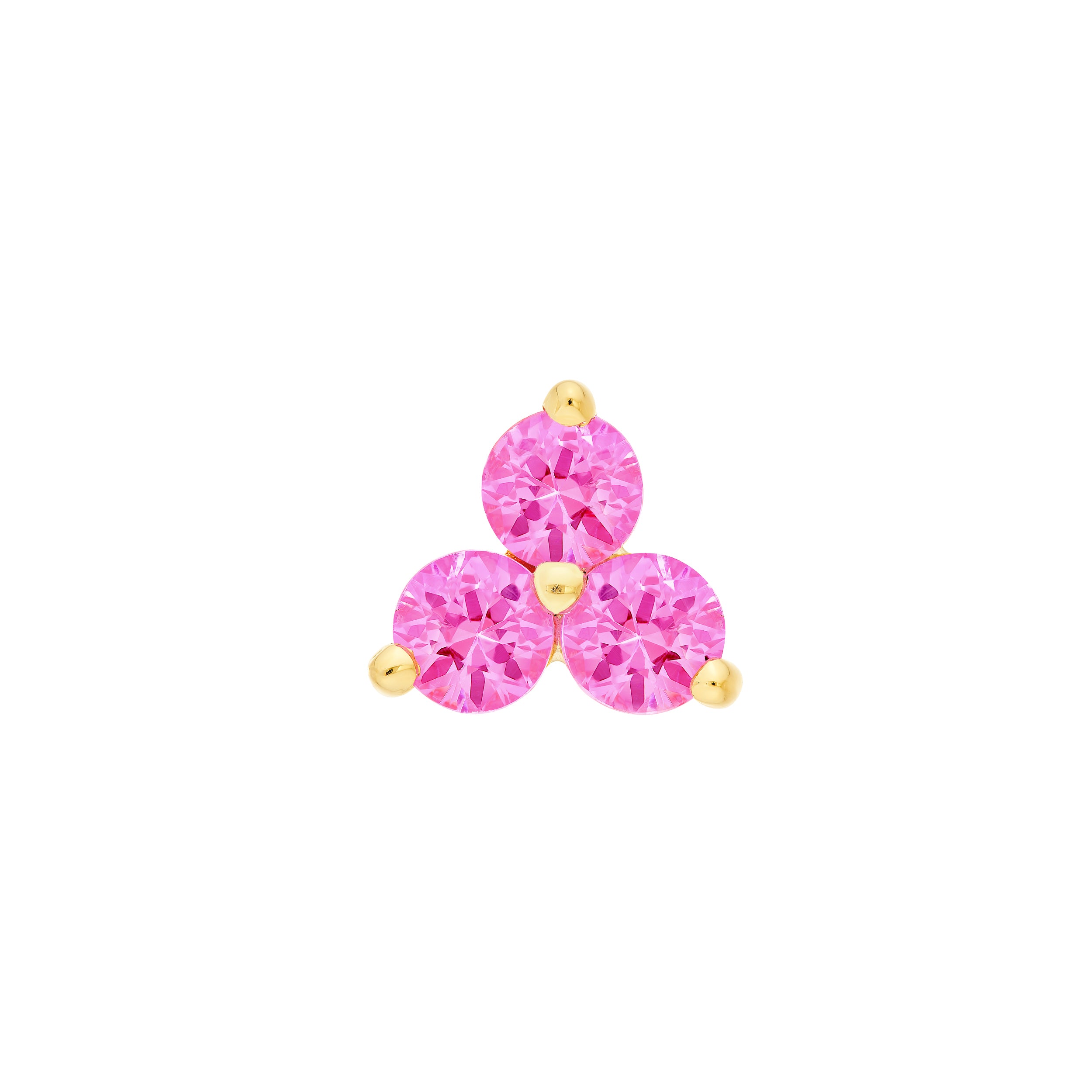 14K Yellow Gold 3.50mm Pink Sapphire Trio Stud Earrings Birmingham Jewelry Earrings Birmingham Jewelry