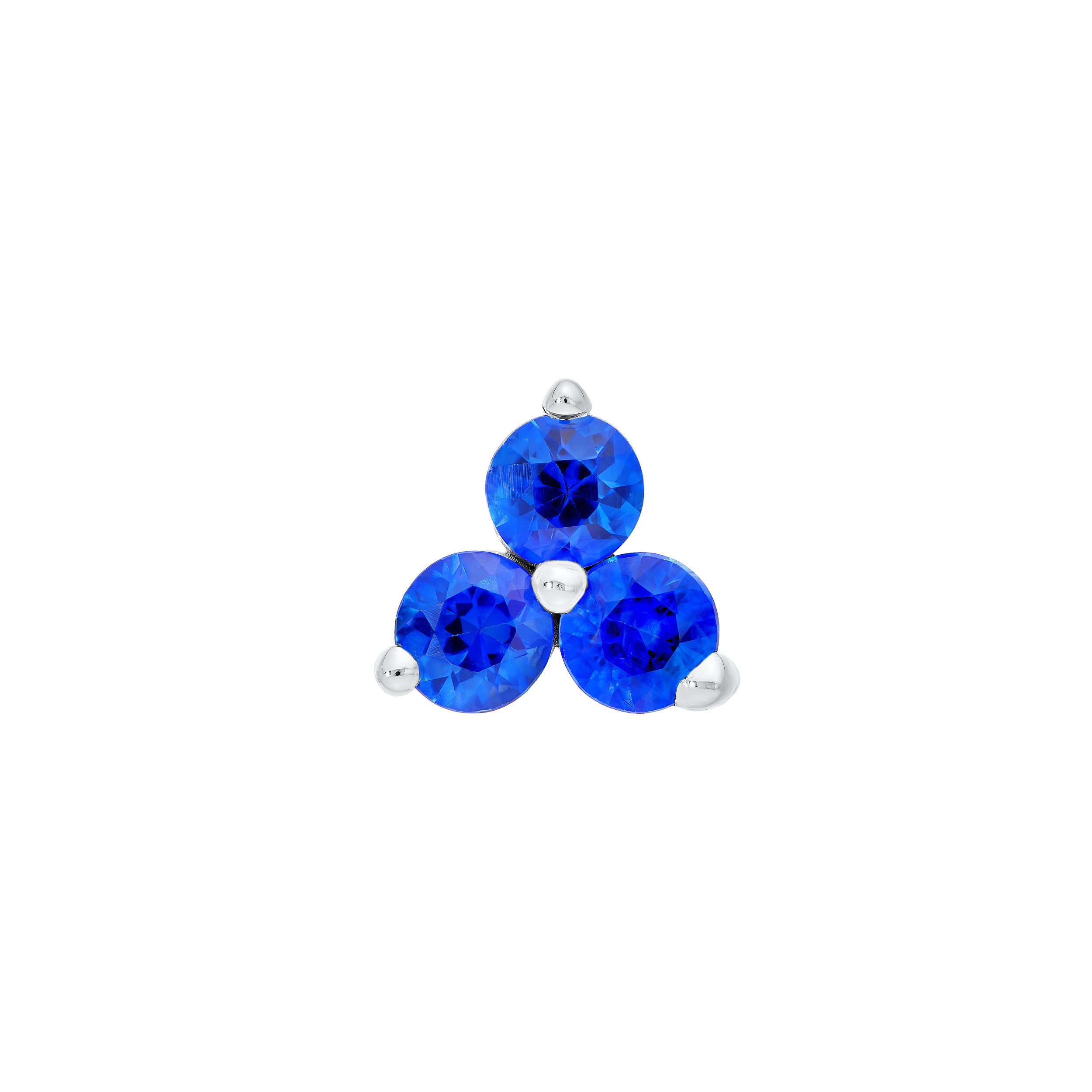 14K White Gold 3.50mm Blue Sapphire Trio Stud Earrings Birmingham Jewelry Earrings Birmingham Jewelry