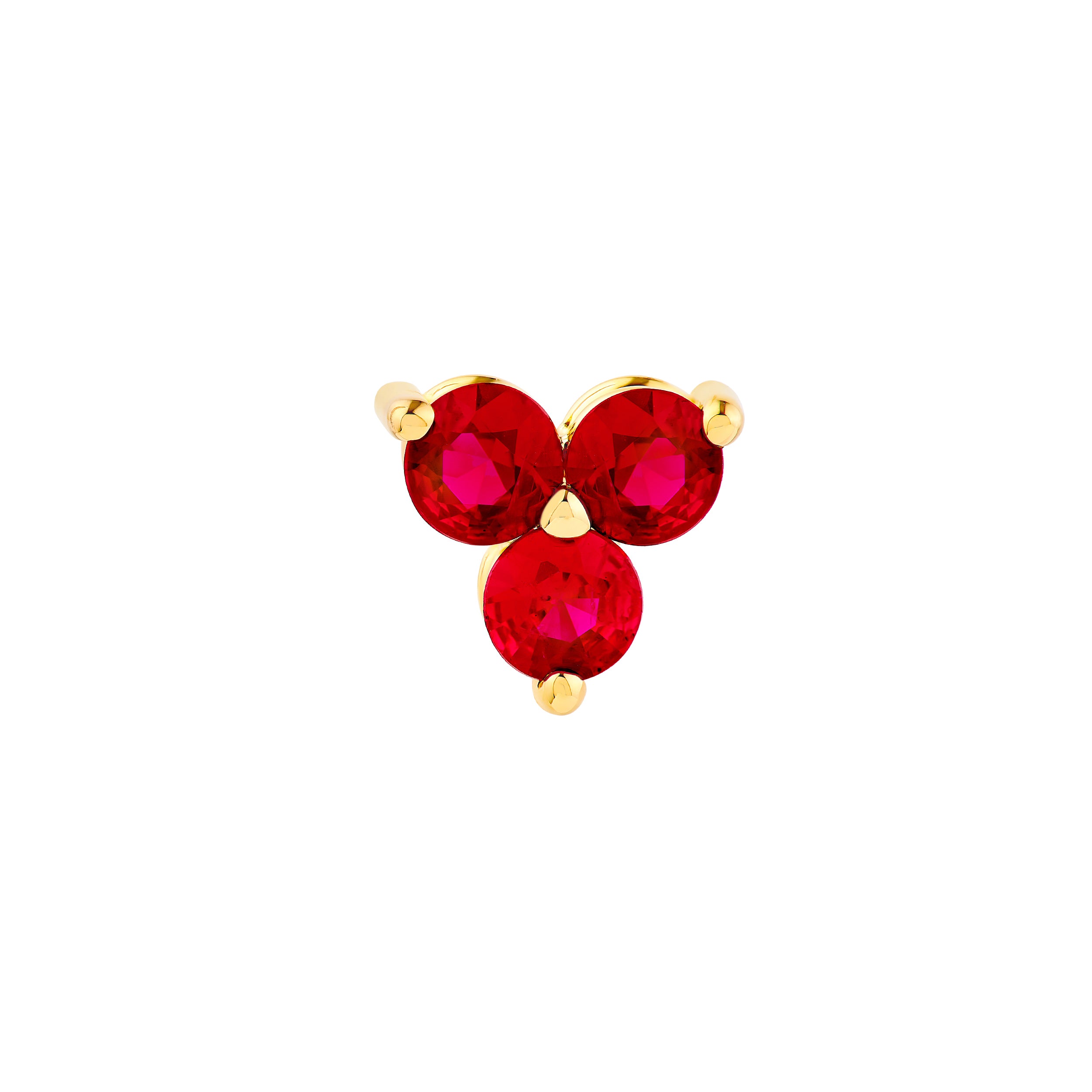 14K Yellow Gold 3.00mm Red Ruby Trio Stud Earrings Birmingham Jewelry Earrings Birmingham Jewelry