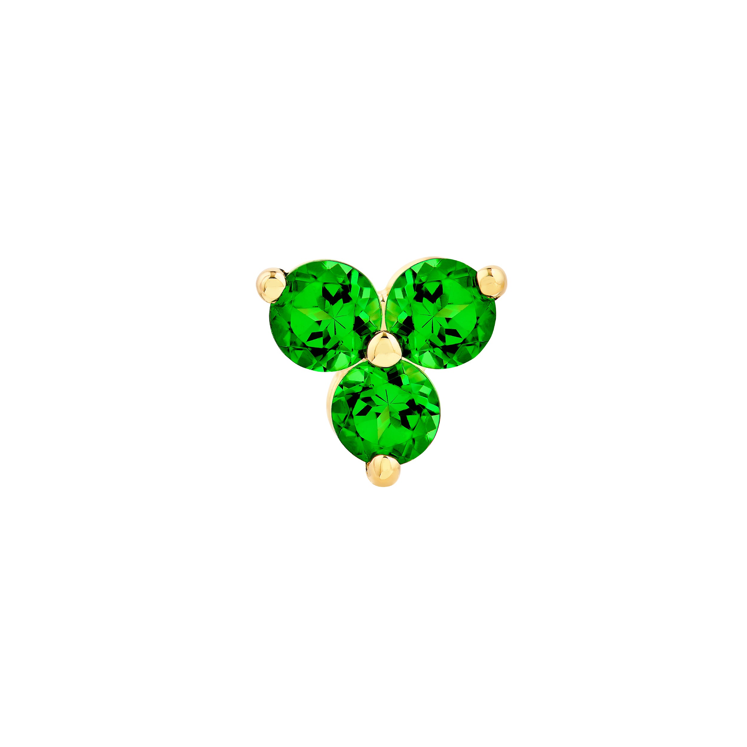 14K Yellow Gold 3.00mm Green Tsavorite Trio Stud Earrings Birmingham Jewelry Earrings Birmingham Jewelry