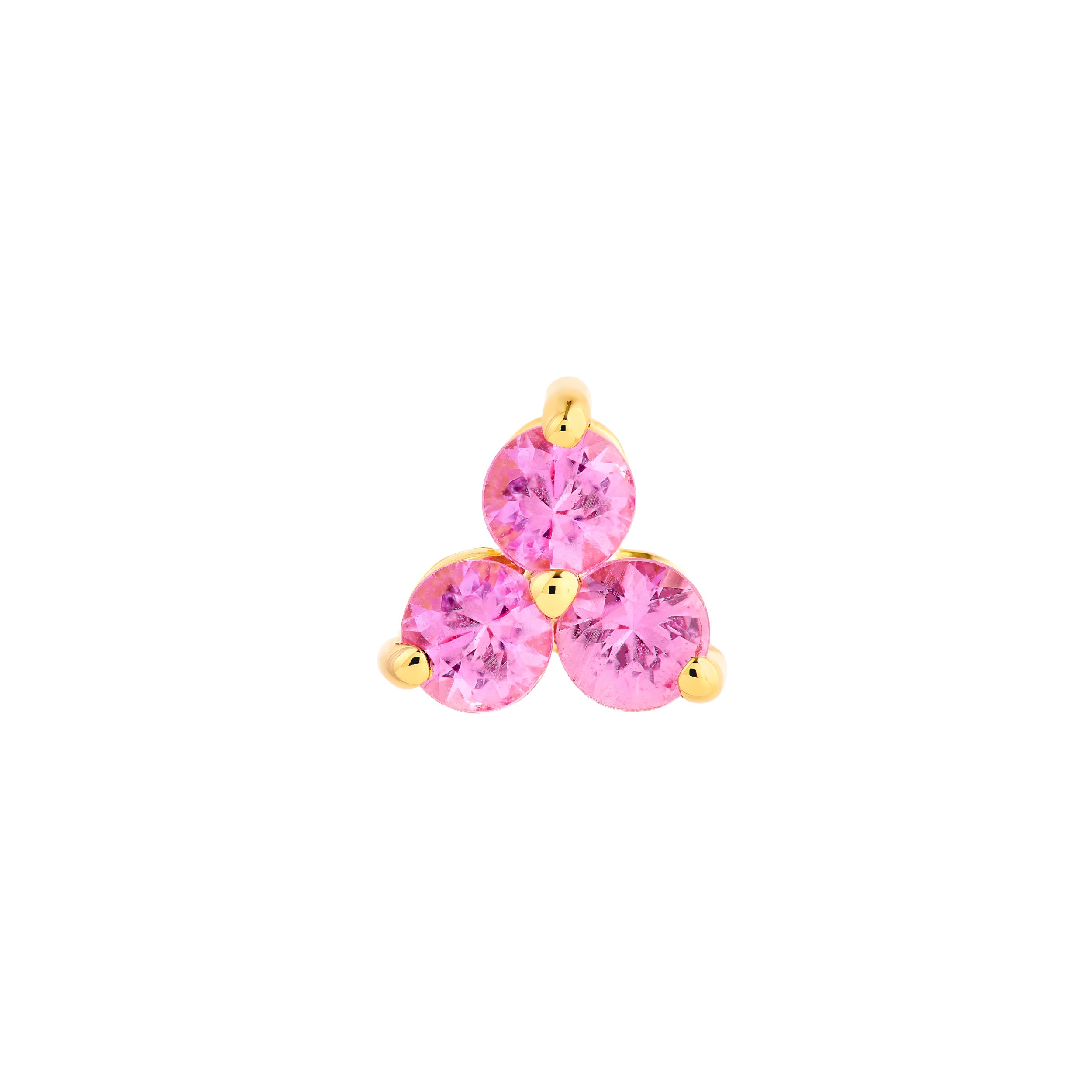 14K Yellow Gold 3.00mm Pink Sapphire Trio Stud Earrings Birmingham Jewelry Earrings Birmingham Jewelry