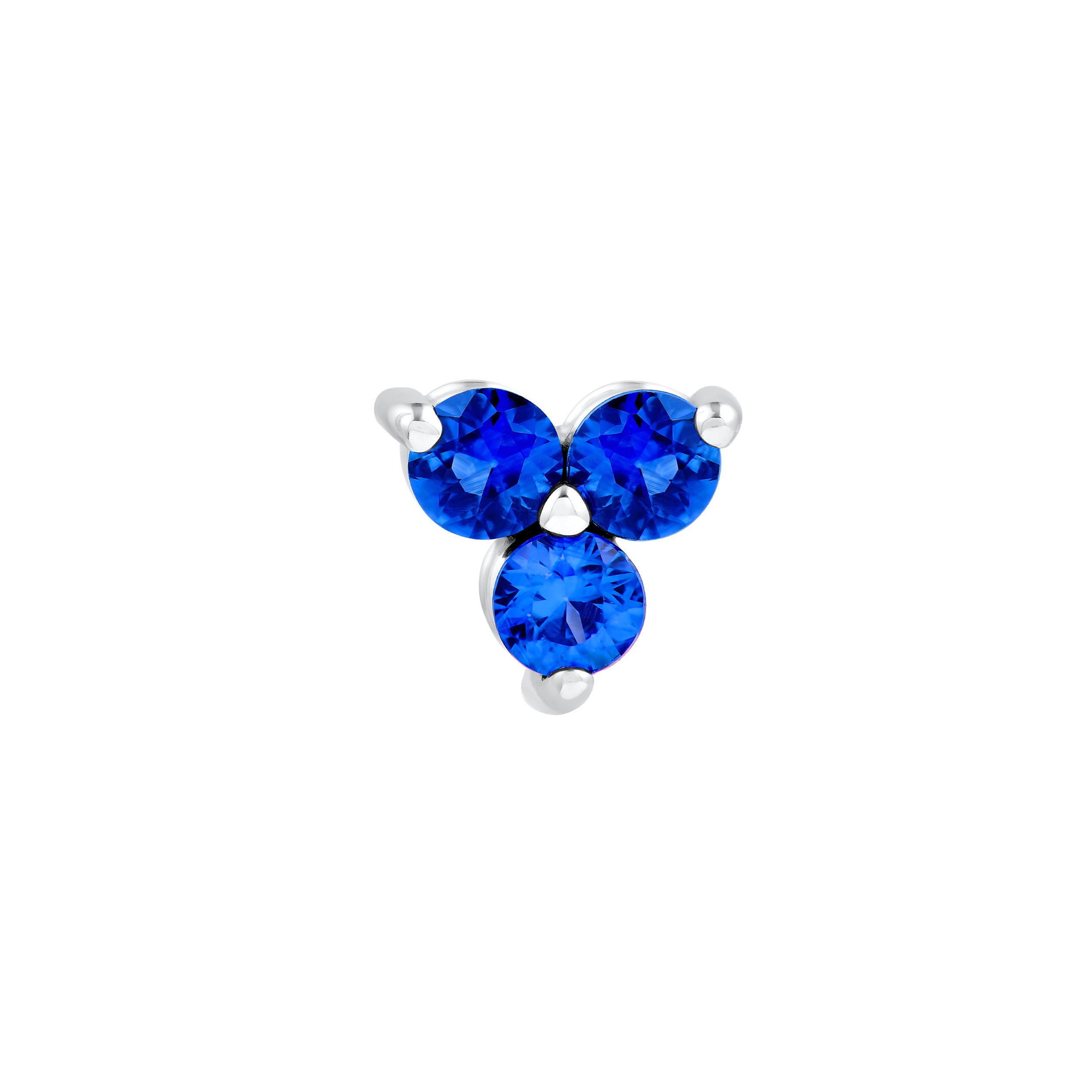 14K White Gold 3.00mm Blue Sapphire Trio Stud Earrings Birmingham Jewelry Earrings Birmingham Jewelry