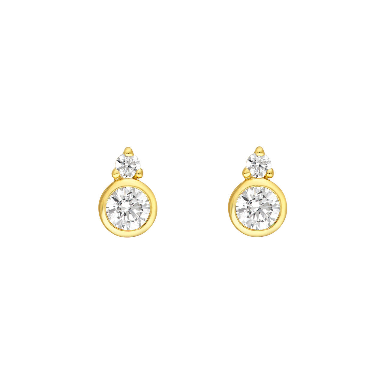 14K Gold Round Bezel Diamond Earrings Birmingham Jewelry Earrings Birmingham Jewelry