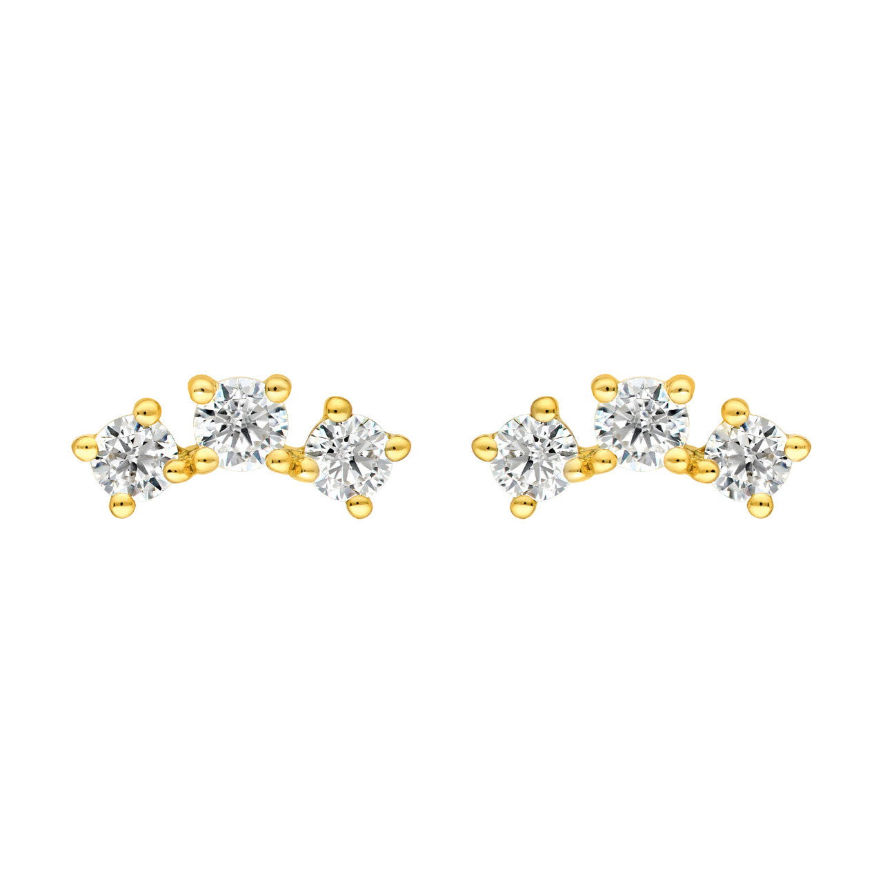 14K Gold Diamond Trio Stud Earrings