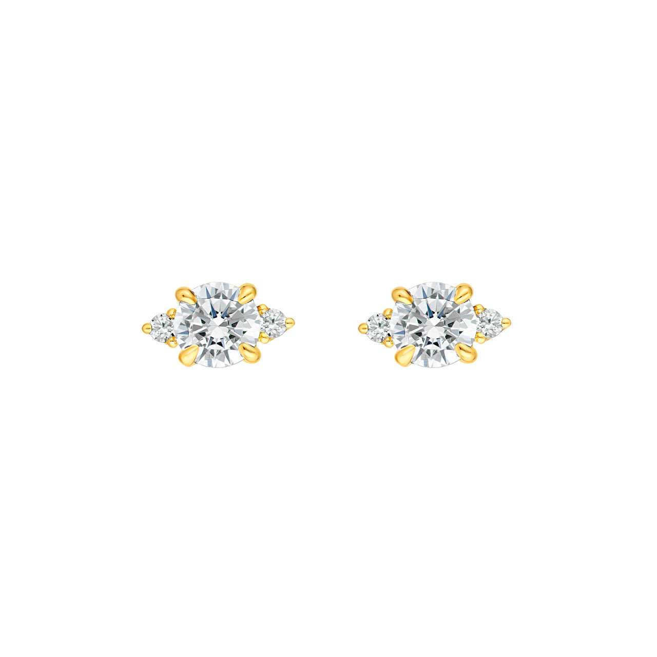 14K Gold Three Stone Round Diamond Earrings Birmingham Jewelry Earrings Birmingham Jewelry