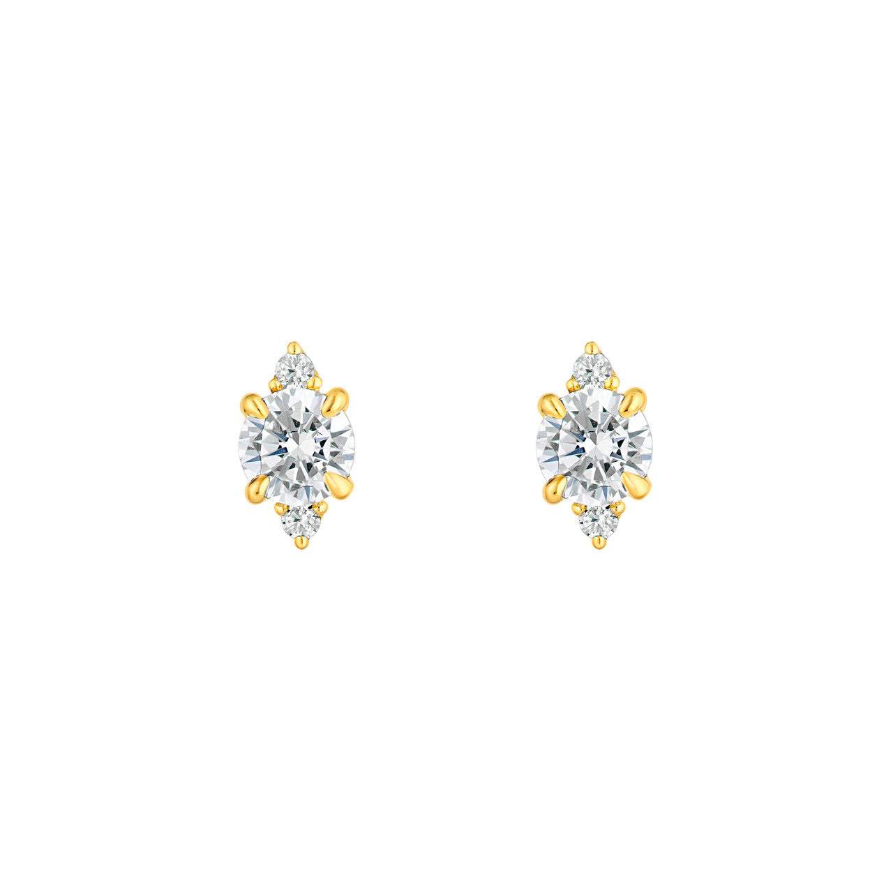 14K Gold Three Stone Round Diamond Earrings Birmingham Jewelry Earrings Birmingham Jewelry