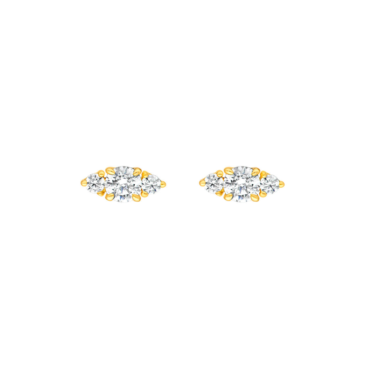 14K Gold Three Stone Round Diamond Earrings Birmingham Jewelry Earrings Birmingham Jewelry