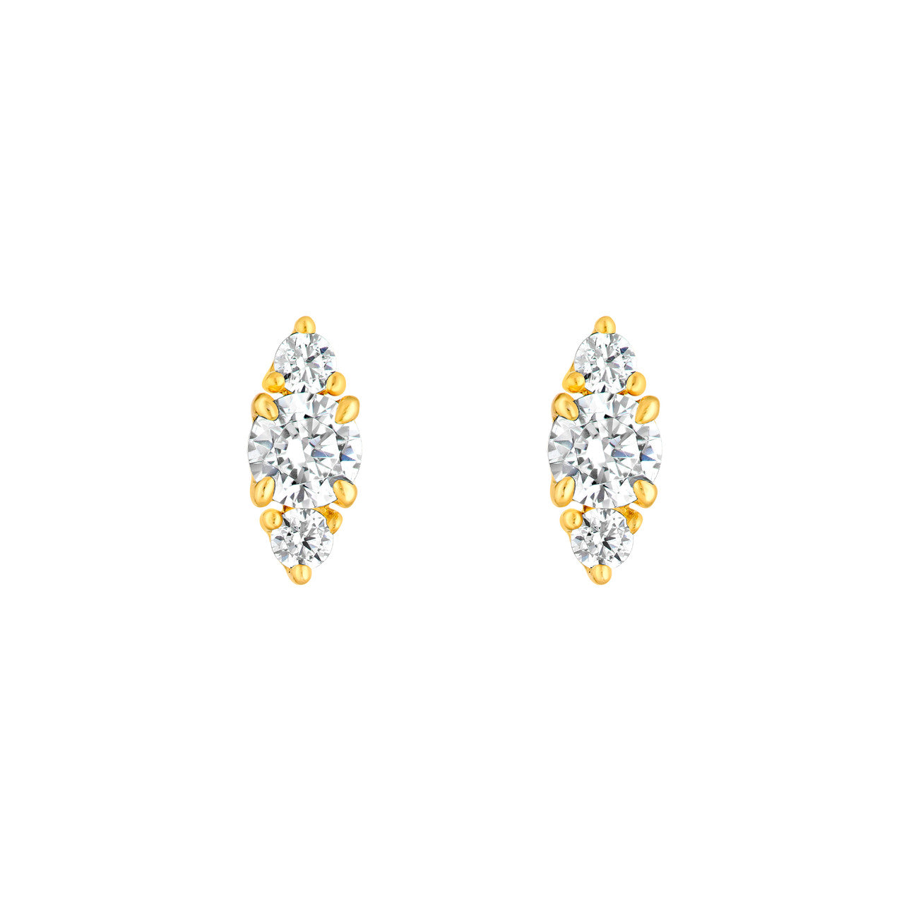 14K Gold Three Stone Round Diamond Earrings Birmingham Jewelry Earrings Birmingham Jewelry