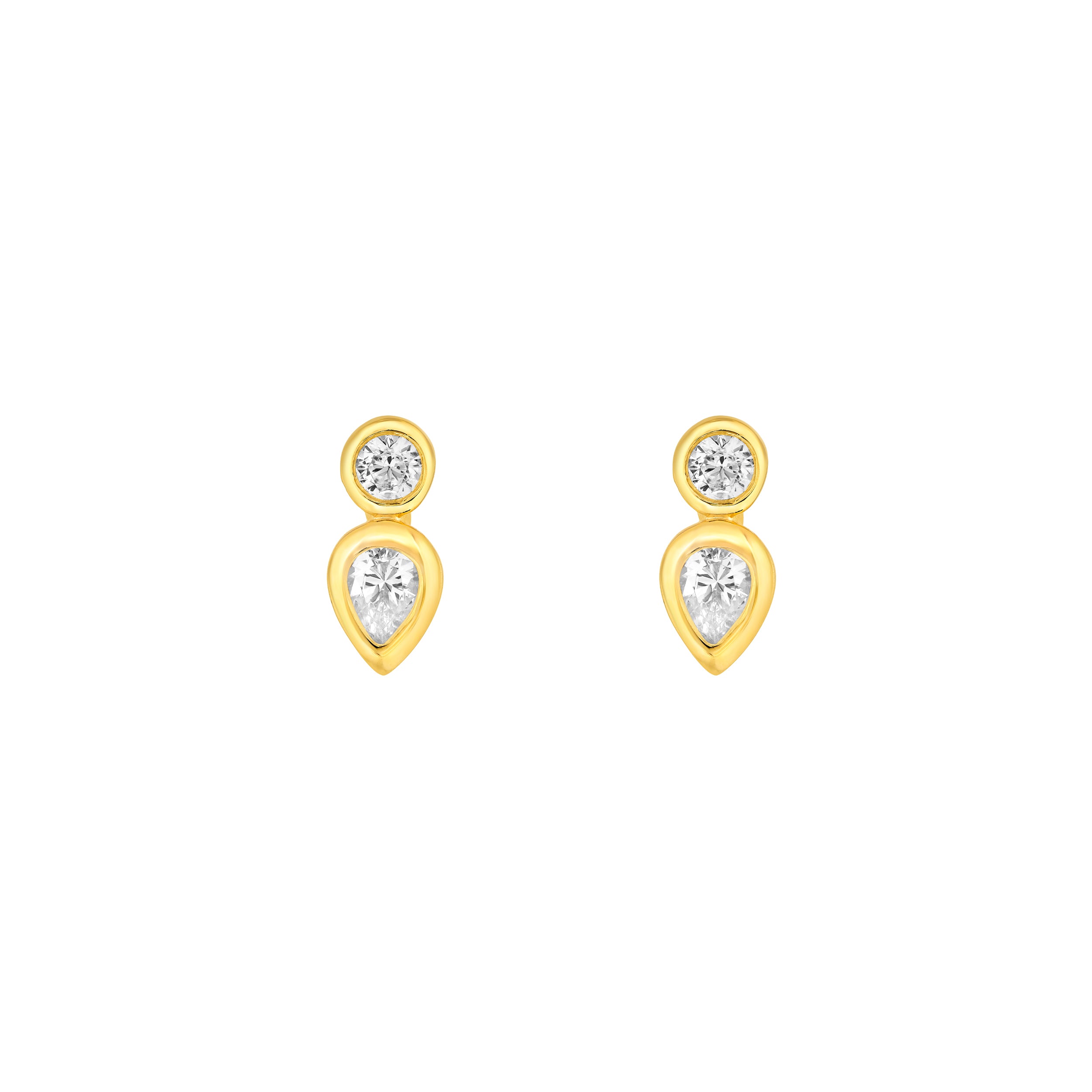 14K Gold 1/4tcw Round & Pear Diamond Bezel Set Earrings Birmingham Jewelry Earrings Birmingham Jewelry