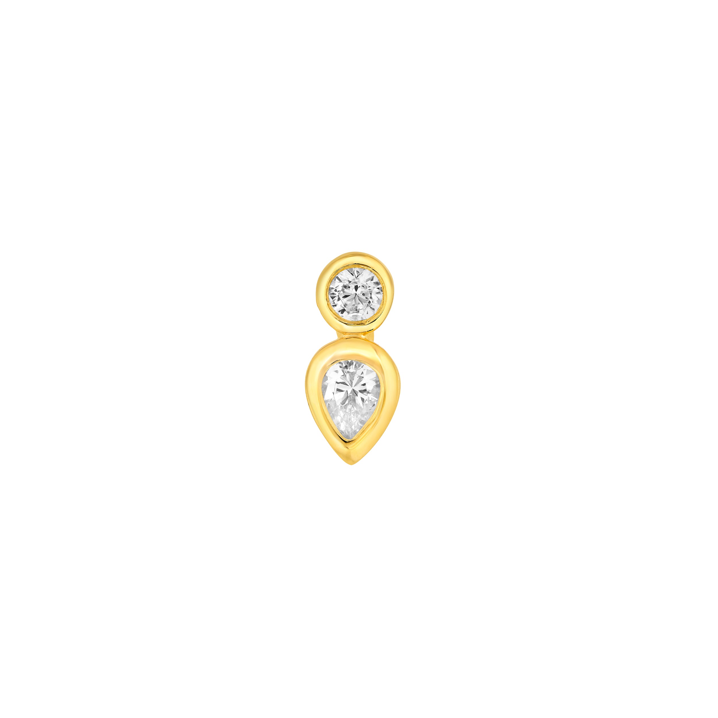 14K Gold 1/4tcw Round & Pear Diamond Bezel Set Earrings Birmingham Jewelry Earrings Birmingham Jewelry