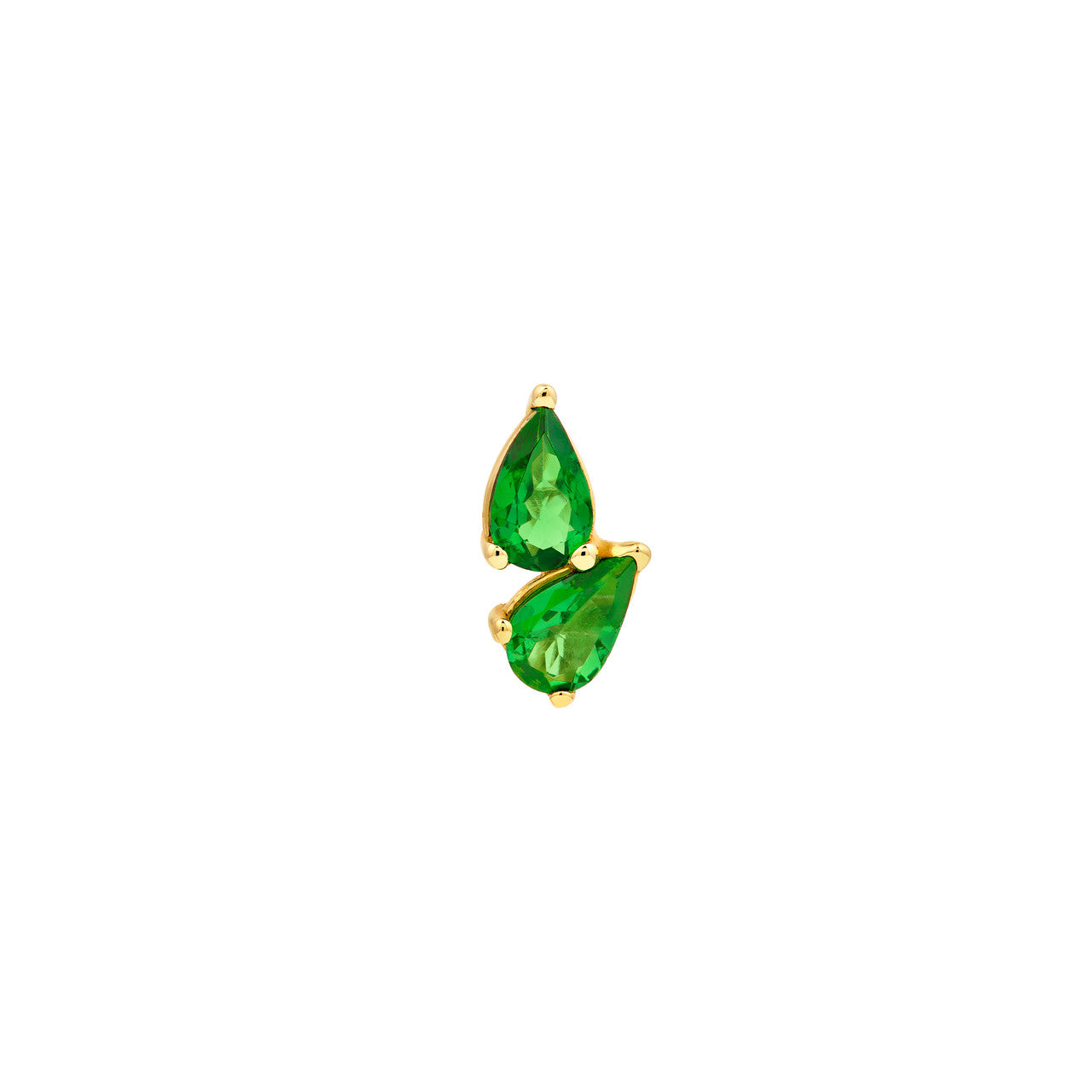 14K Yellow Gold Pear Tsavorite Stud Earrings