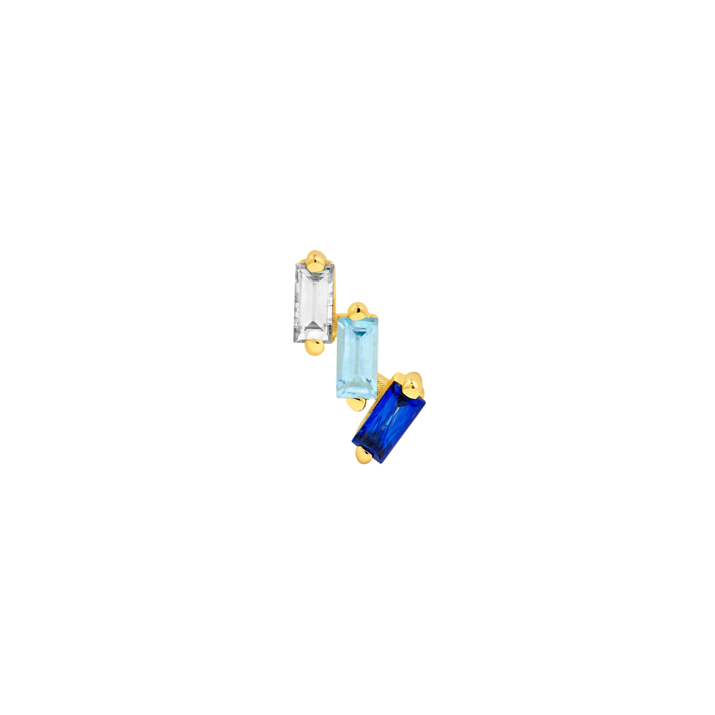 14K Yellow Gold 7/8tcw Square Baguette Diamond Aqua & Sapphire Earrings Birmingham Jewelry Earrings Birmingham Jewelry