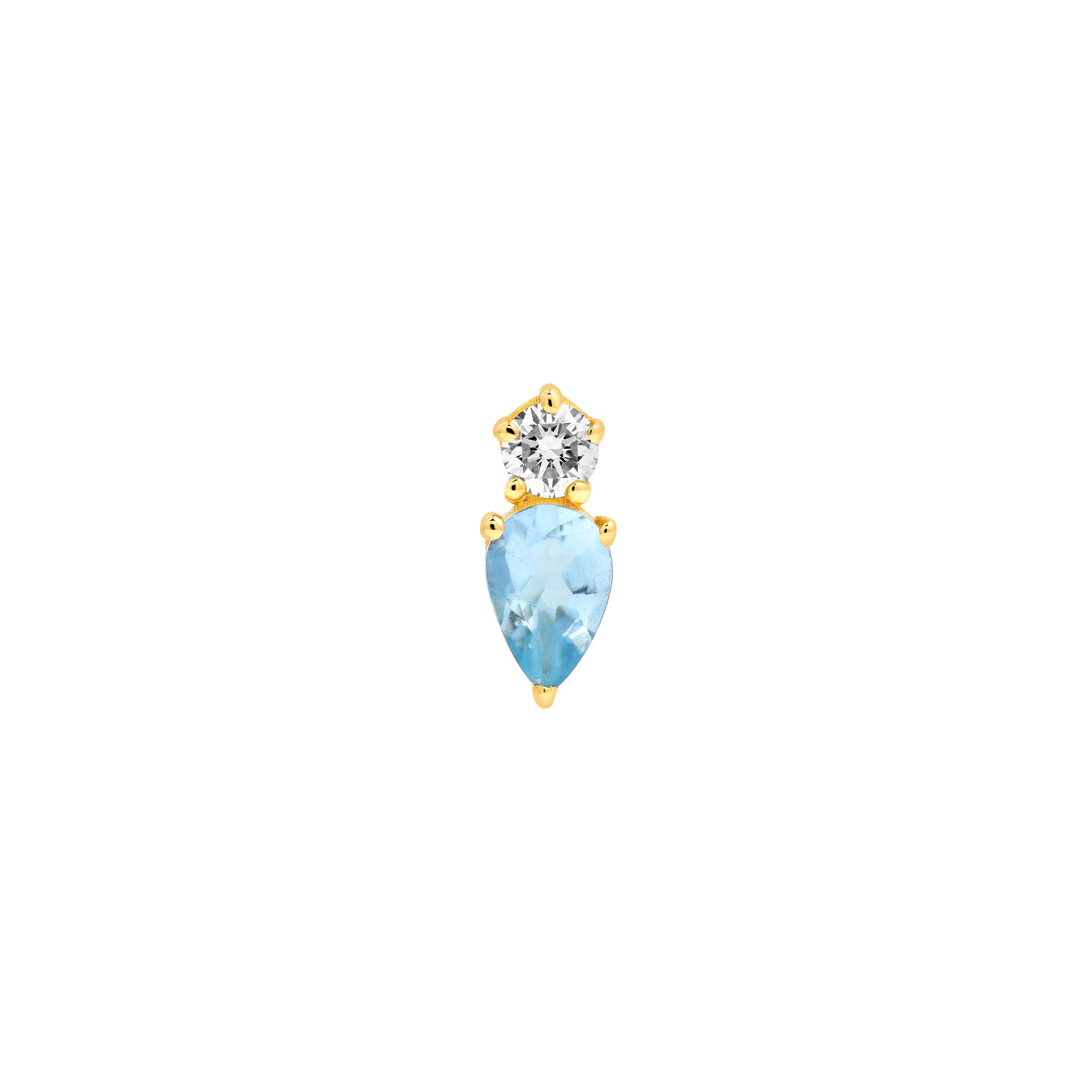 14K Yellow Gold 3/4tcw Pear Shaped Aquamarine & Round Diamond Stud Earrings Birmingham Jewelry Earrings Birmingham Jewelry
