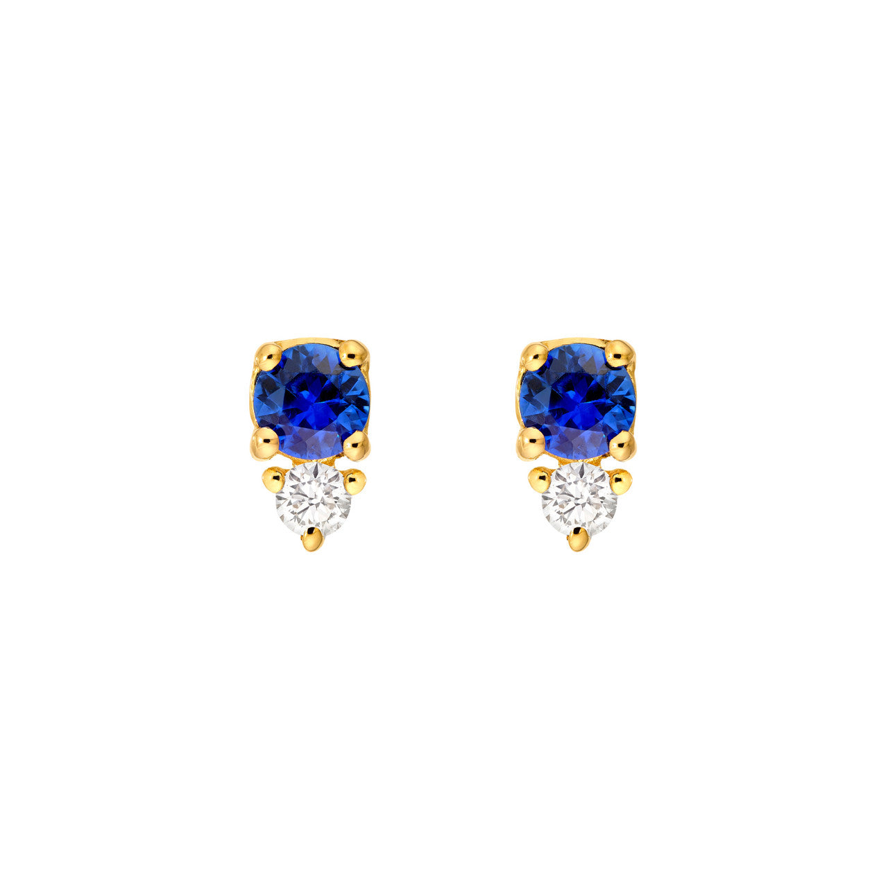 14K Yellow Gold Sapphire & Diamond Stud Earrings Birmingham Jewelry Earrings Birmingham Jewelry