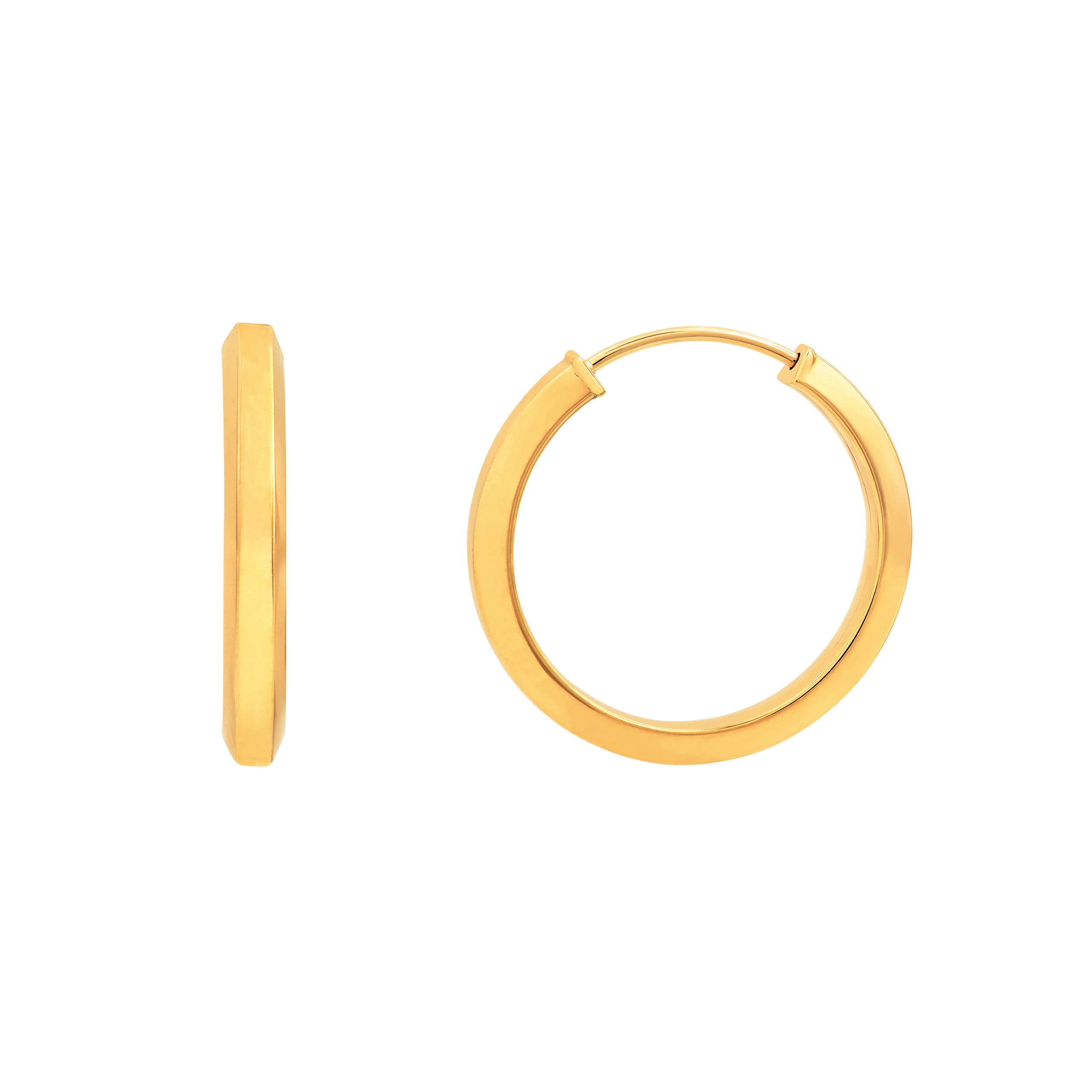 14K Yellow Gold 15.00mm Trapazoid Flex Round Hoop Earrings Birmingham Jewelry Earrings Birmingham Jewelry
