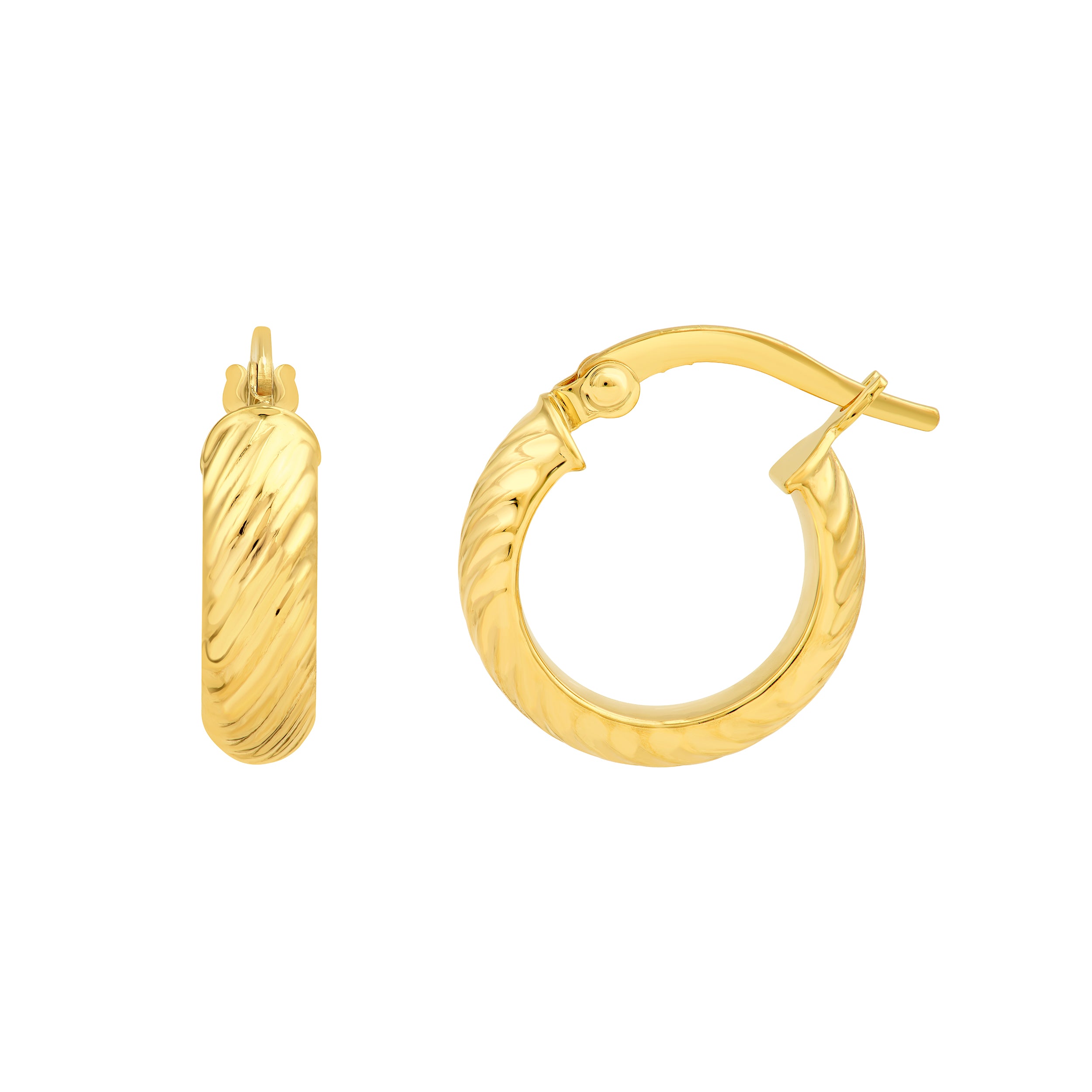 14K Yellow Gold Mini D/C D-Tube Round Hoop Earrings Birmingham Jewelry Earrings Birmingham Jewelry