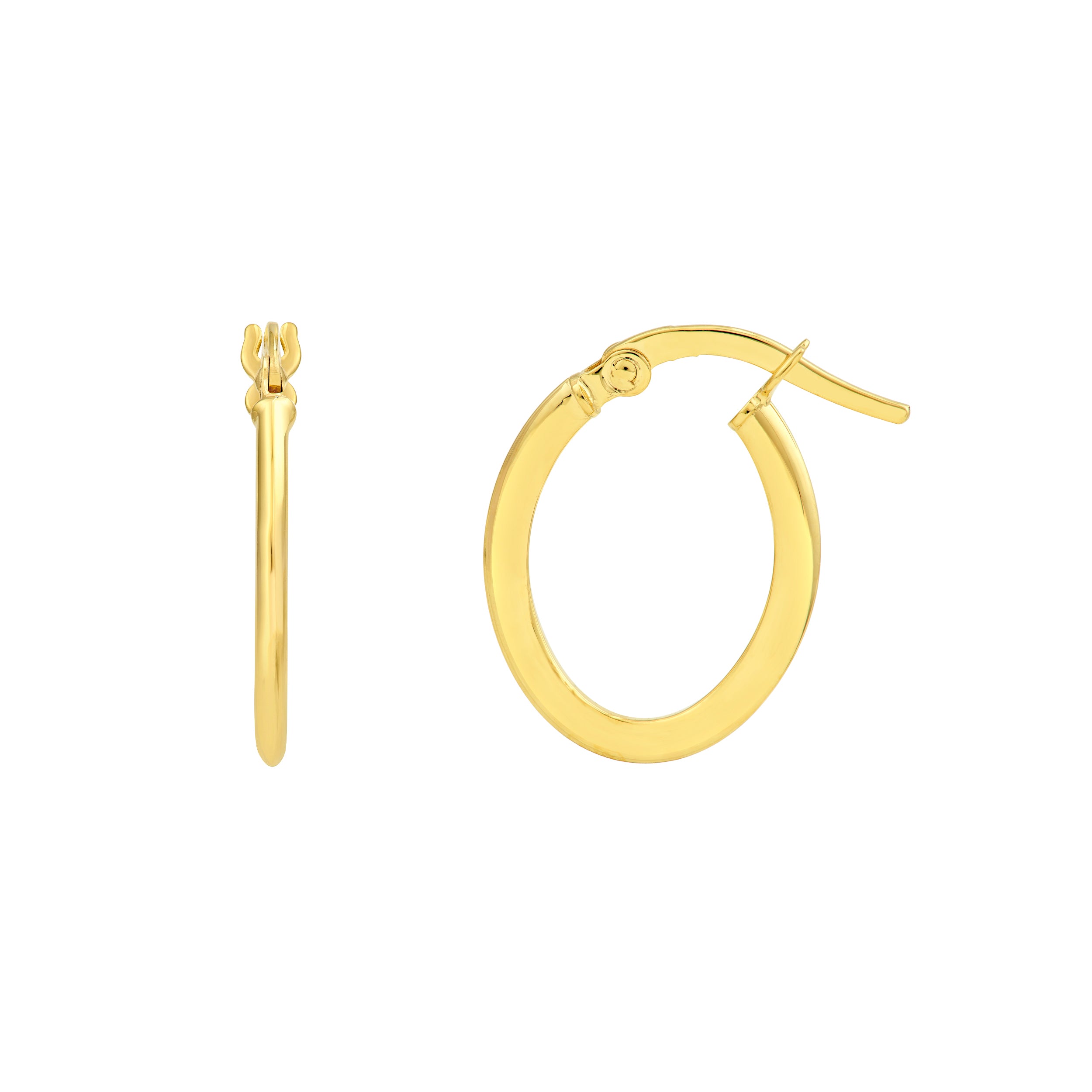 14K Gold 13.00mm Knife Edge Oval Hoop Earrings Birmingham Jewelry Earrings Birmingham Jewelry