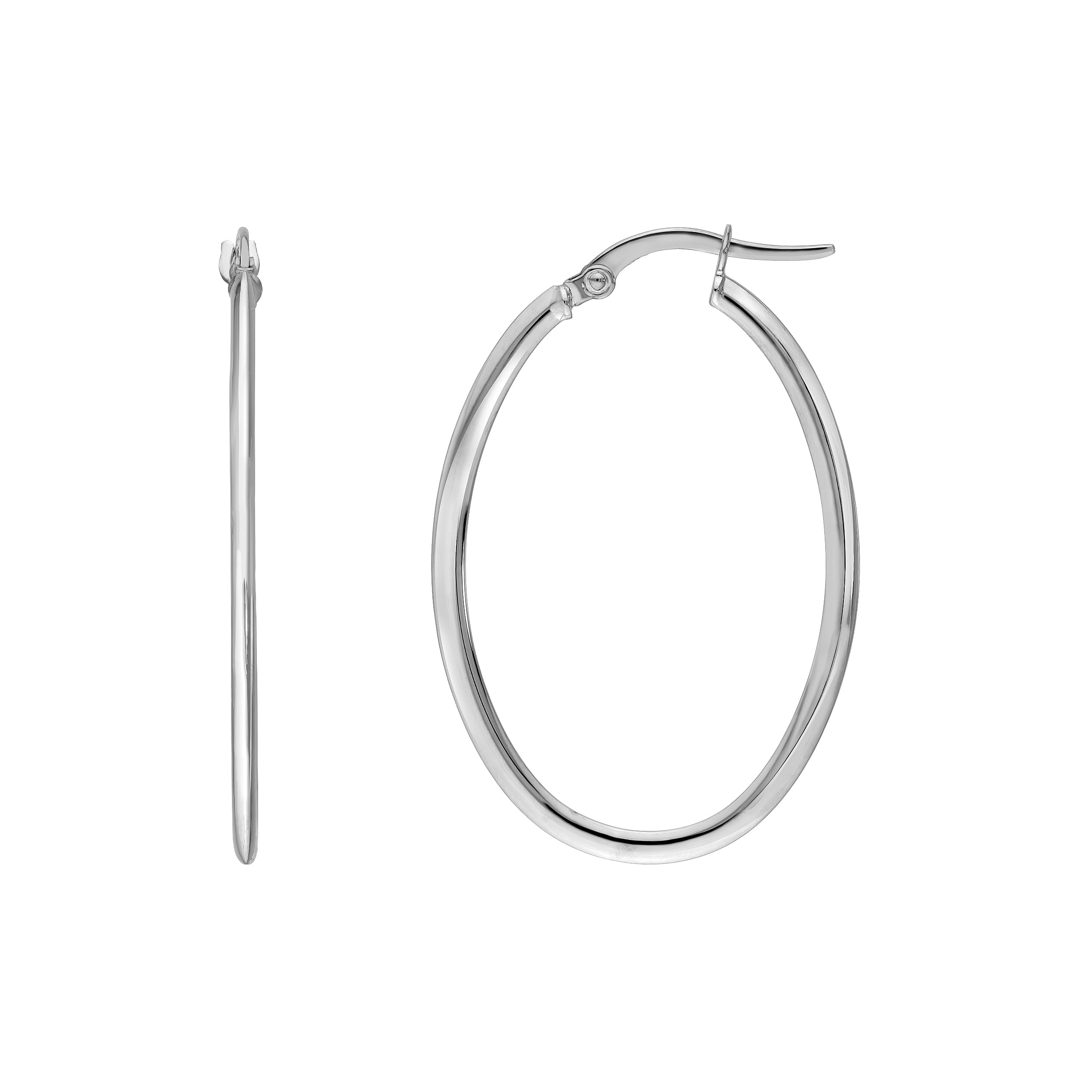 14K Gold 30.00mm x 20.00mm Knife Edge Tube Oval Hoop Earrings Birmingham Jewelry Earrings Birmingham Jewelry