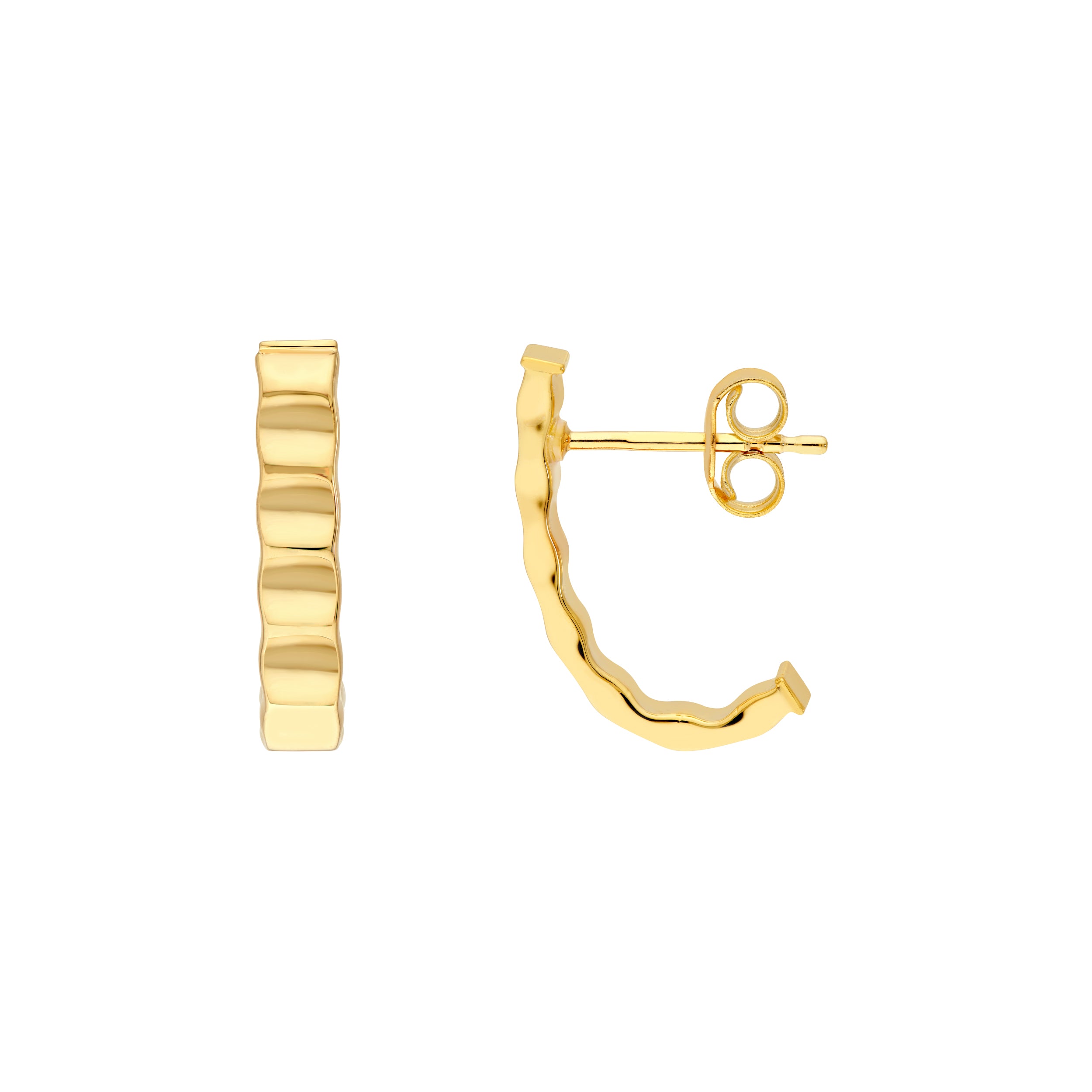 14K Yellow Gold 3.40mm Stampato Rectangular Tube JHoop Earrings Birmingham Jewelry Earrings Birmingham Jewelry