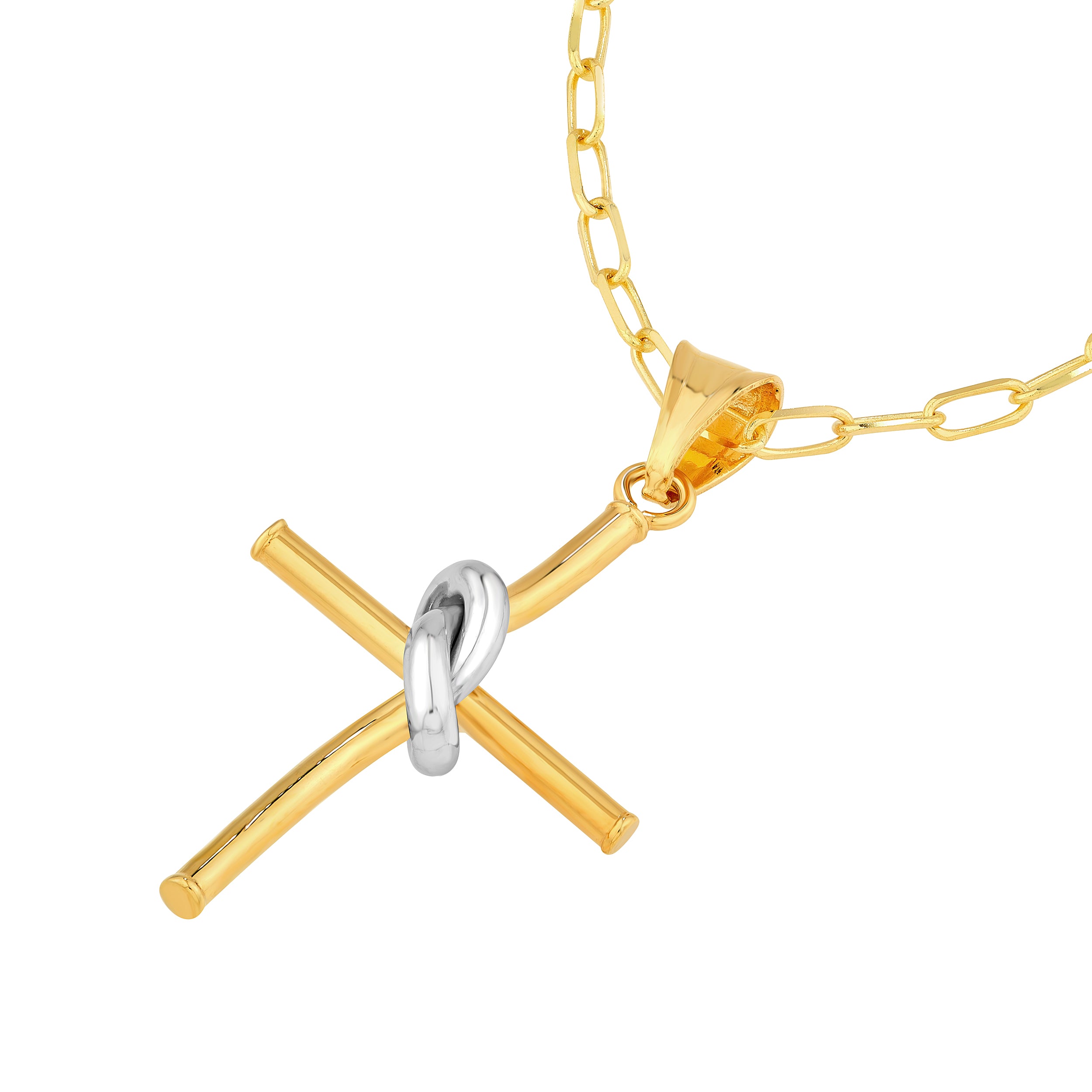 14K Two-Tone Gold Knot Cross Pendant Birmingham Jewelry Pendant Birmingham Jewelry