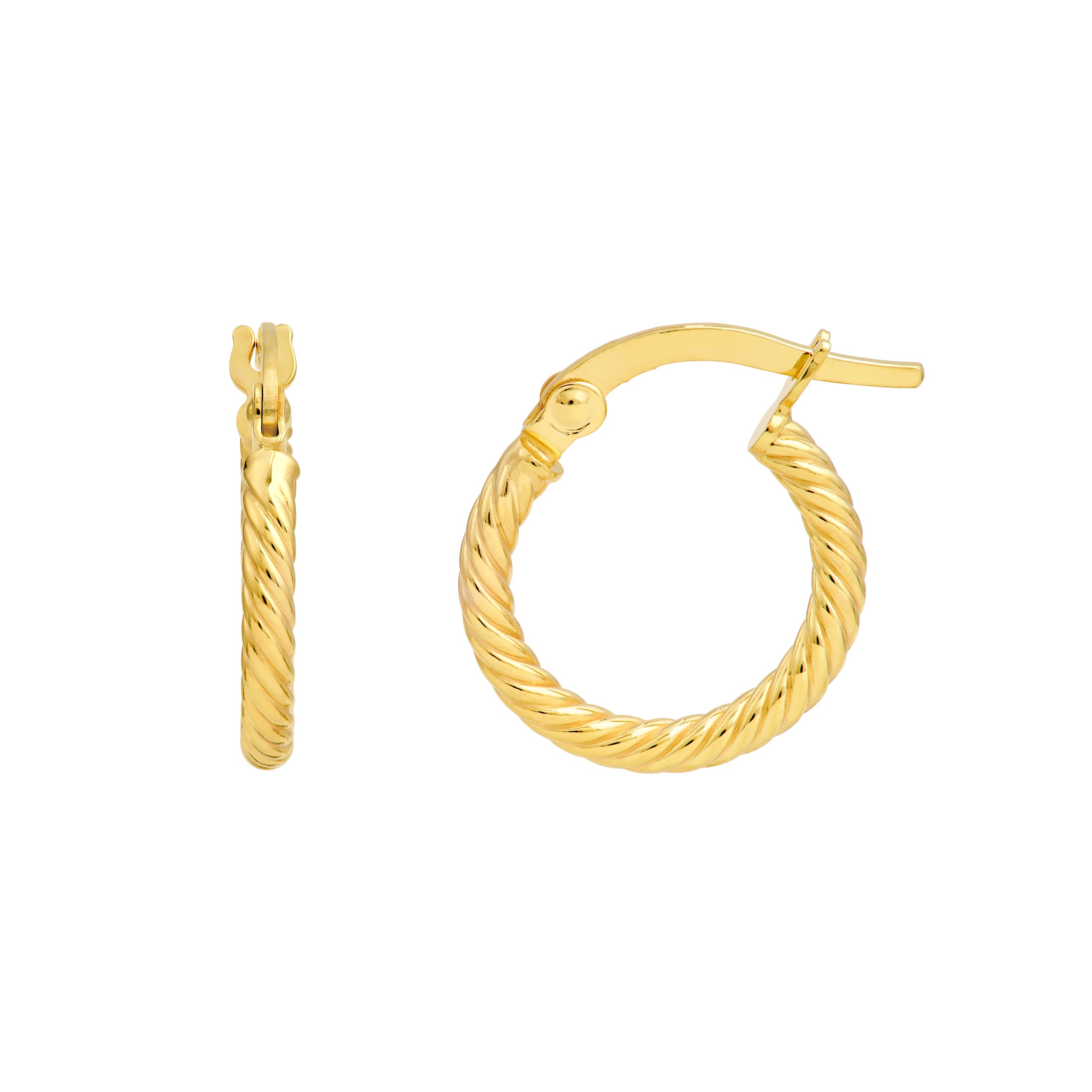 14K Yellow Gold 10.00mm Twisted Round Hoop Earrings Birmingham Jewelry Earrings Birmingham Jewelry