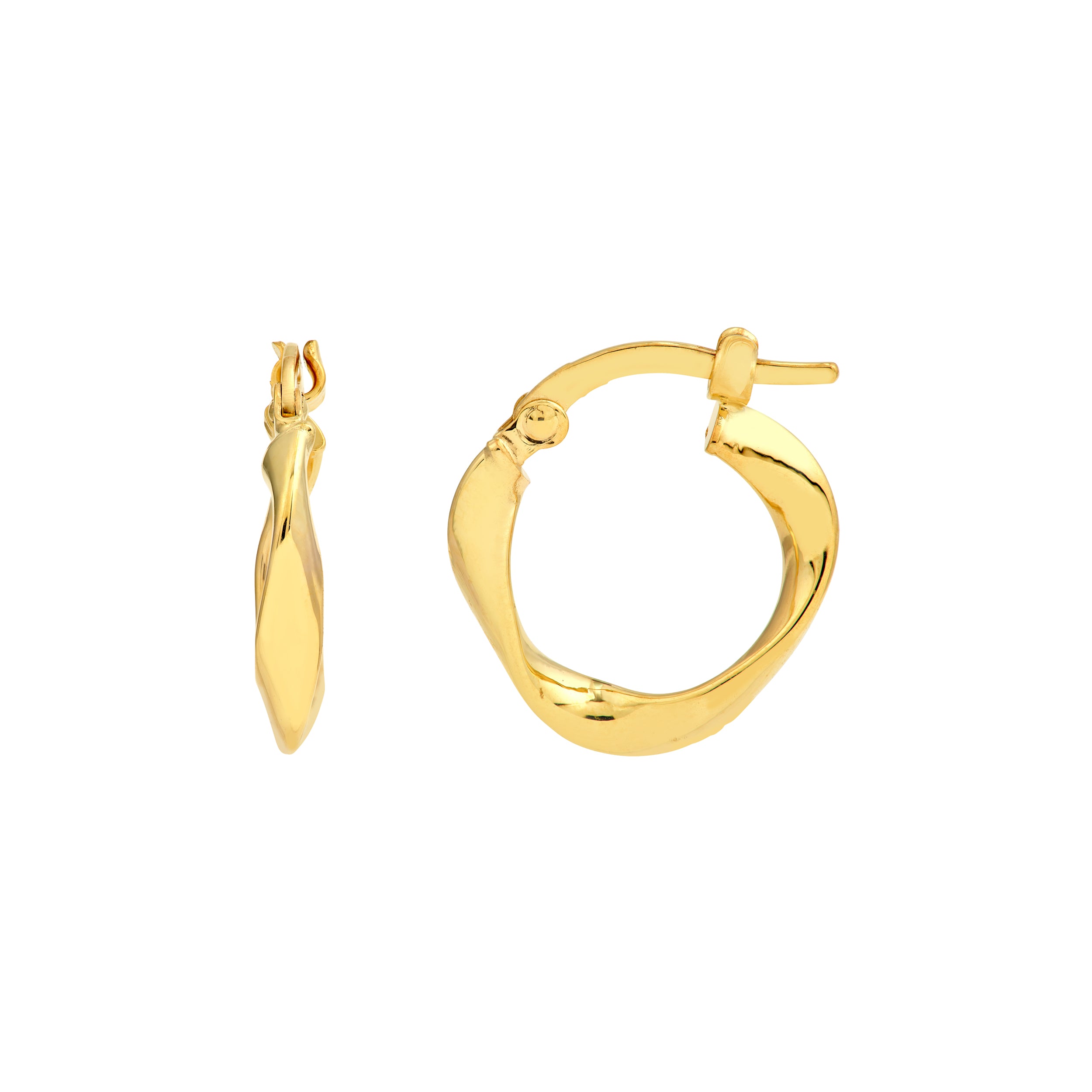 14K Yellow Gold 2.50mm Twisted Oval Tube Round Hoop Earrings Birmingham Jewelry Earrings Birmingham Jewelry