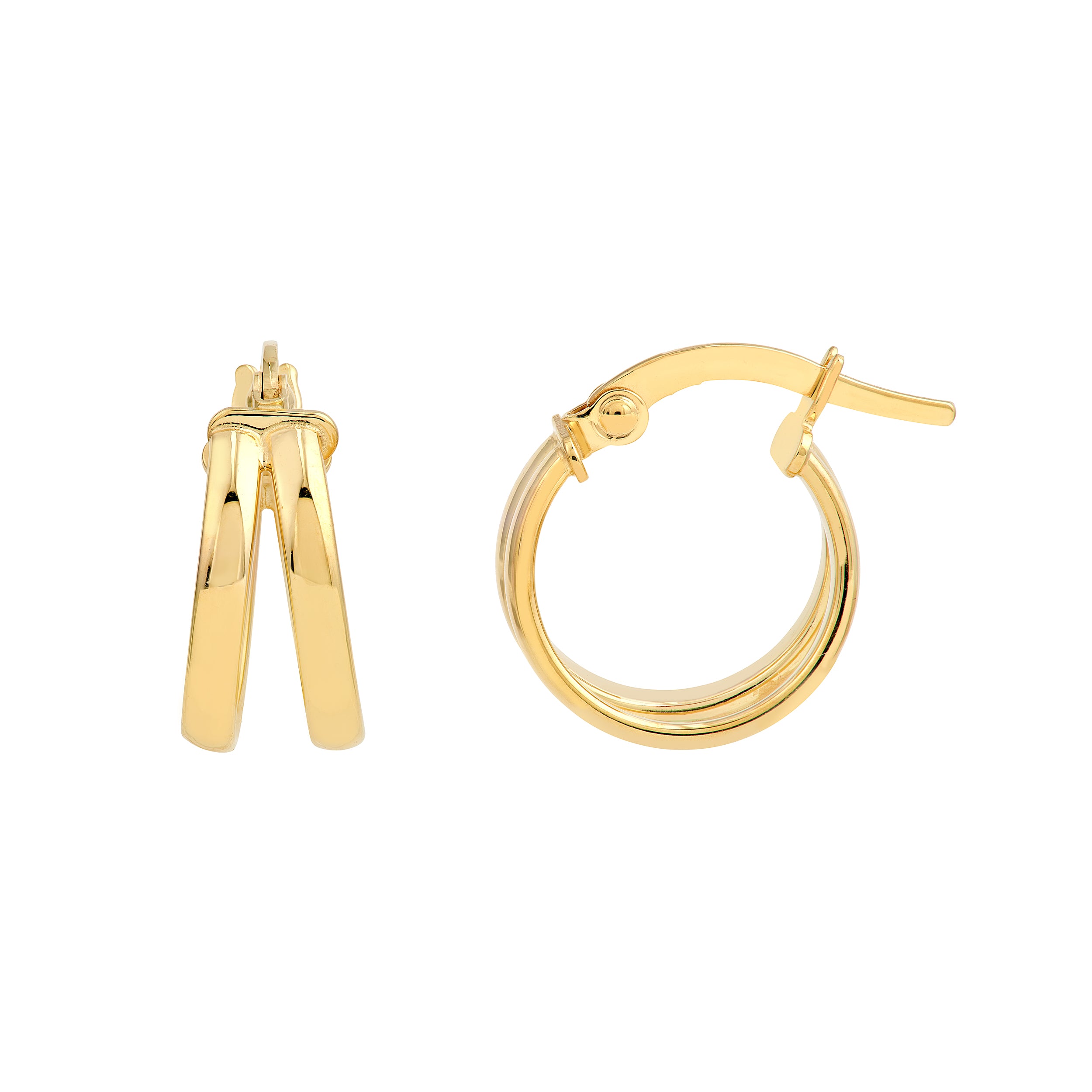14K Yellow Gold Double D-Tube Round Hoop Earrings Birmingham Jewelry Earrings Birmingham Jewelry
